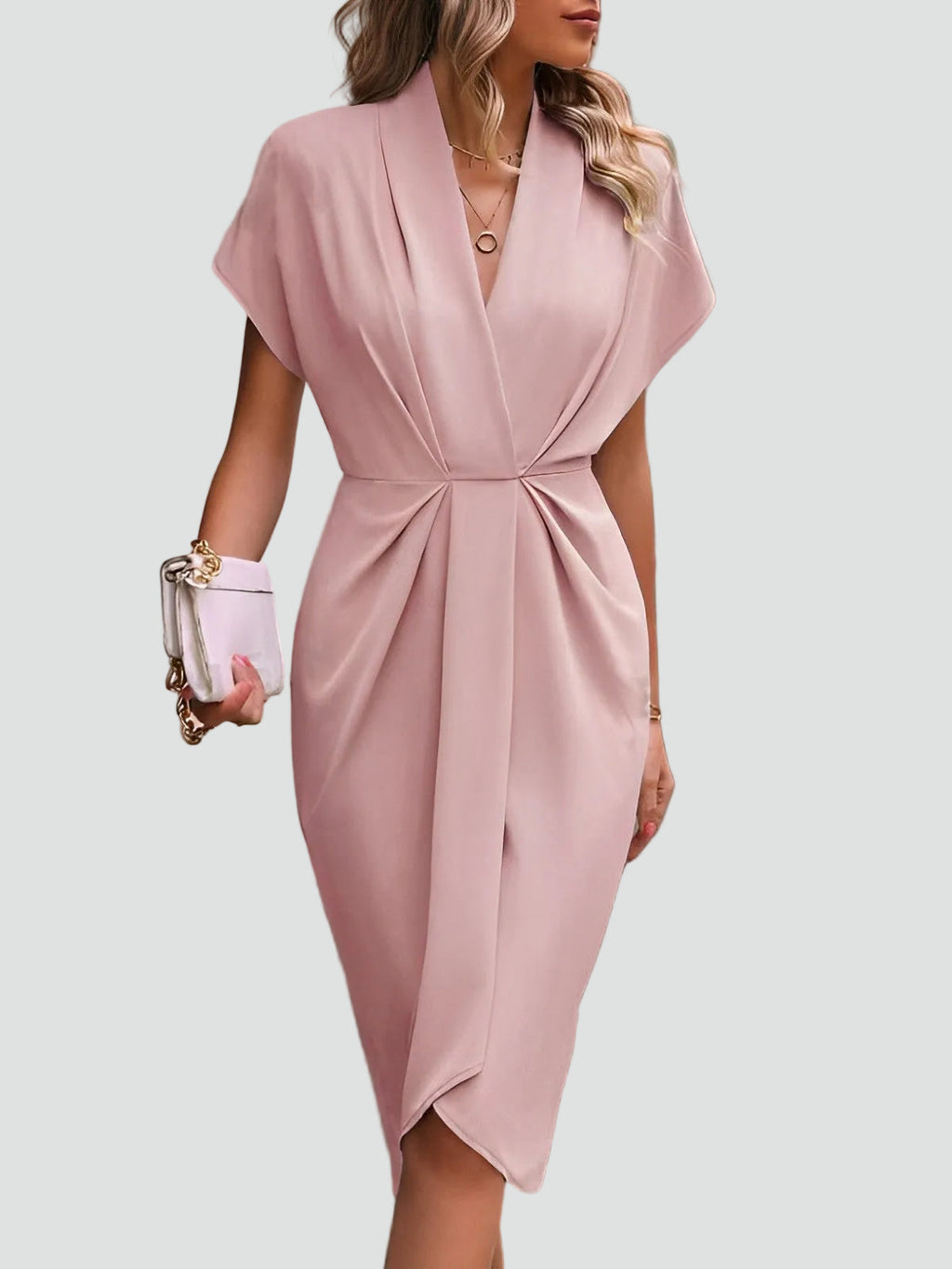 V-Neck Tailored Wrap Dress