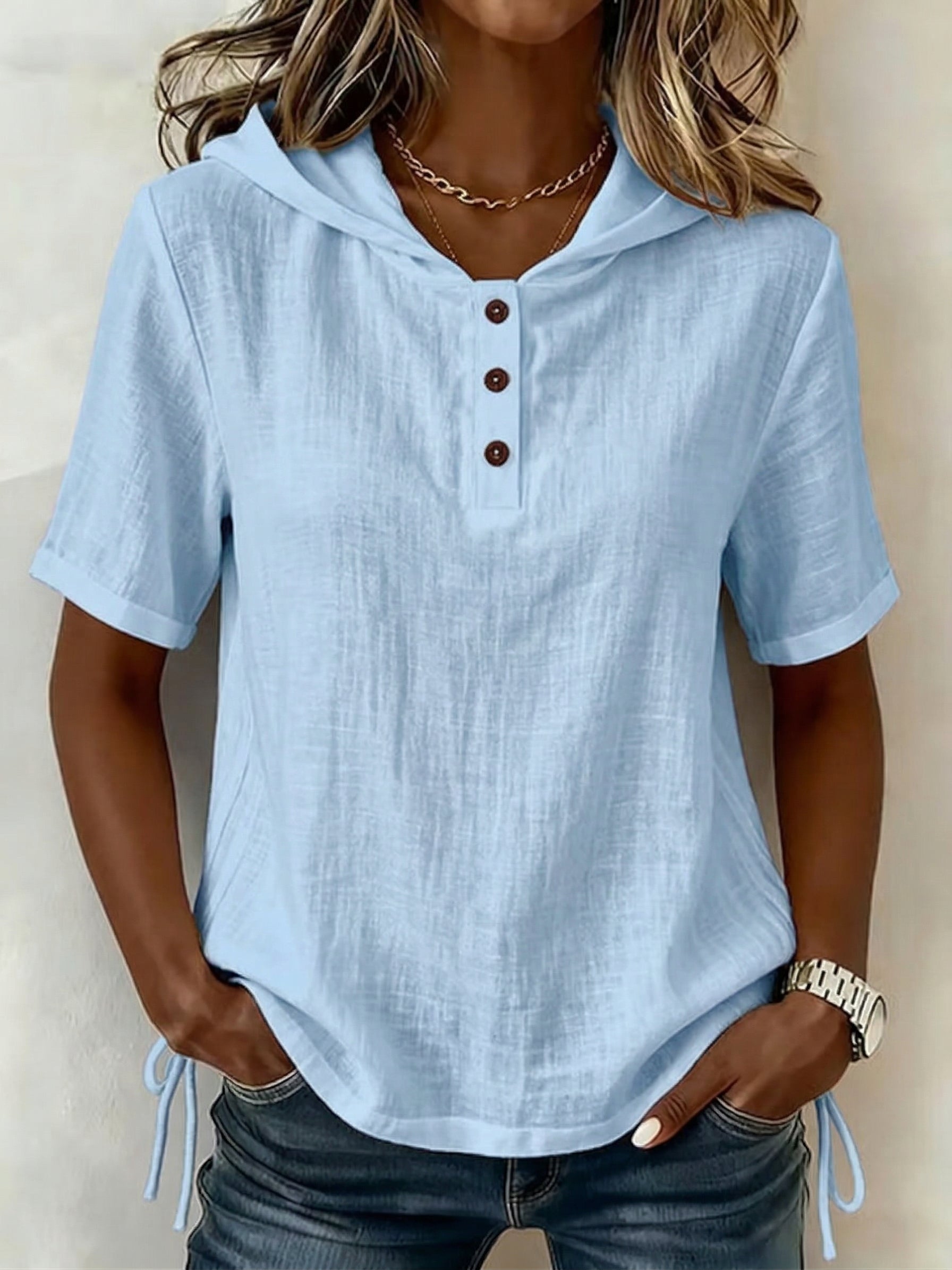 Hooded Linen Shirt For Women