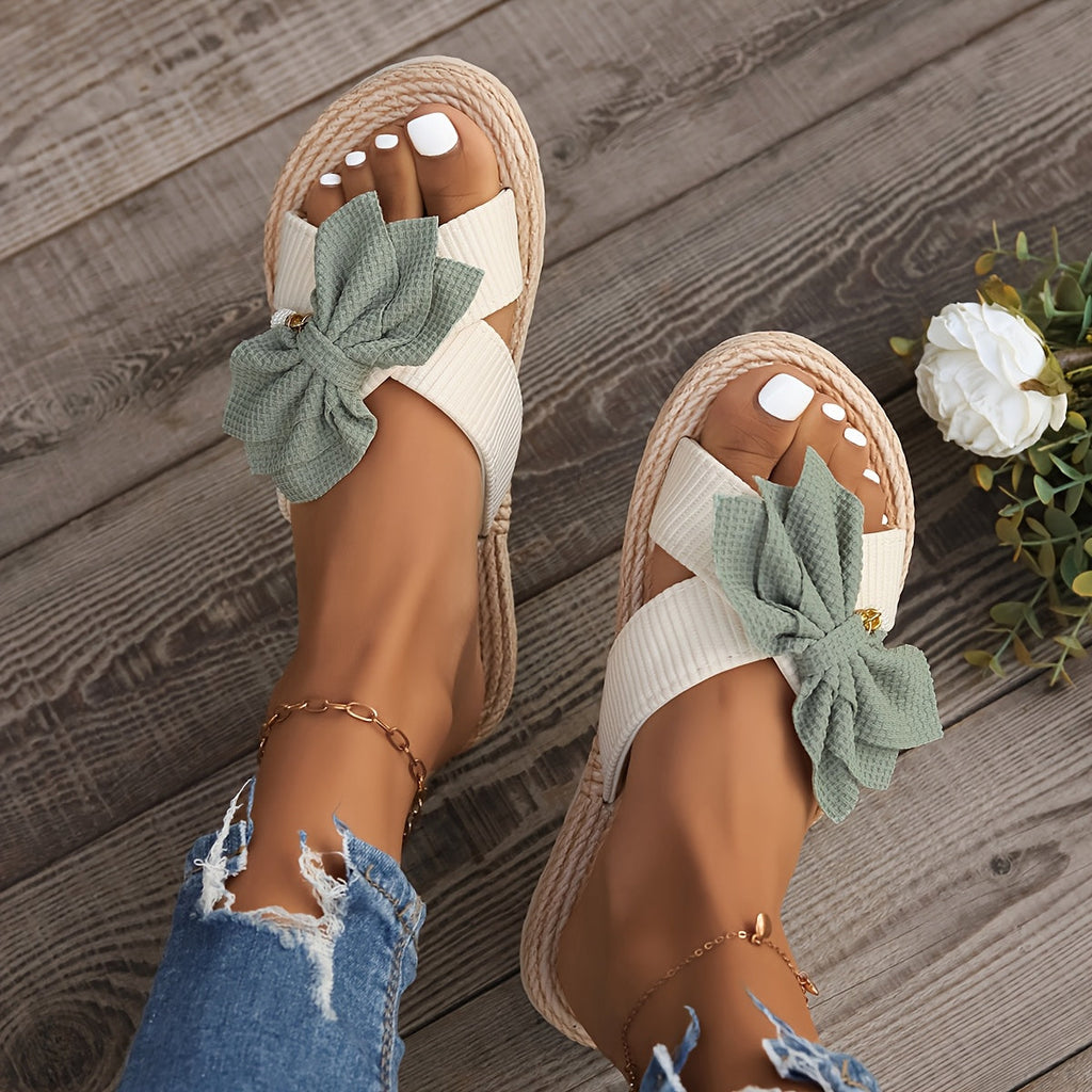 Open toe vacation slides — lightweight textured sole — casual summer wear