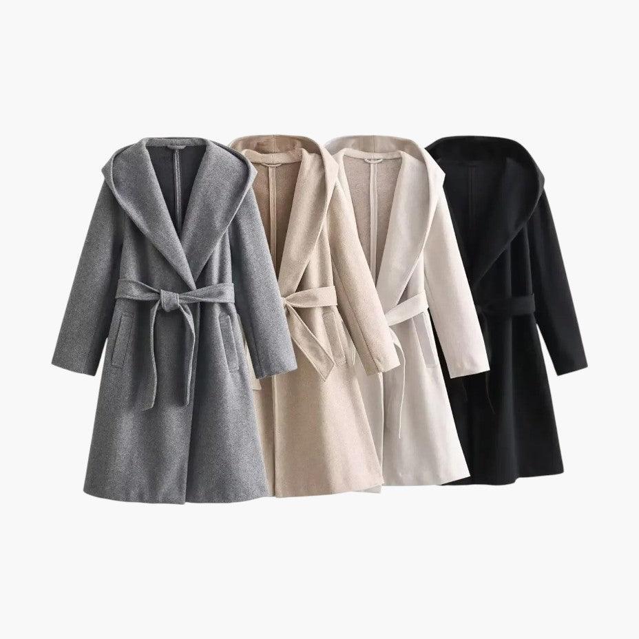 Women's Trenchcoat Hooded Belted Waist Button Front Outdoor Casual