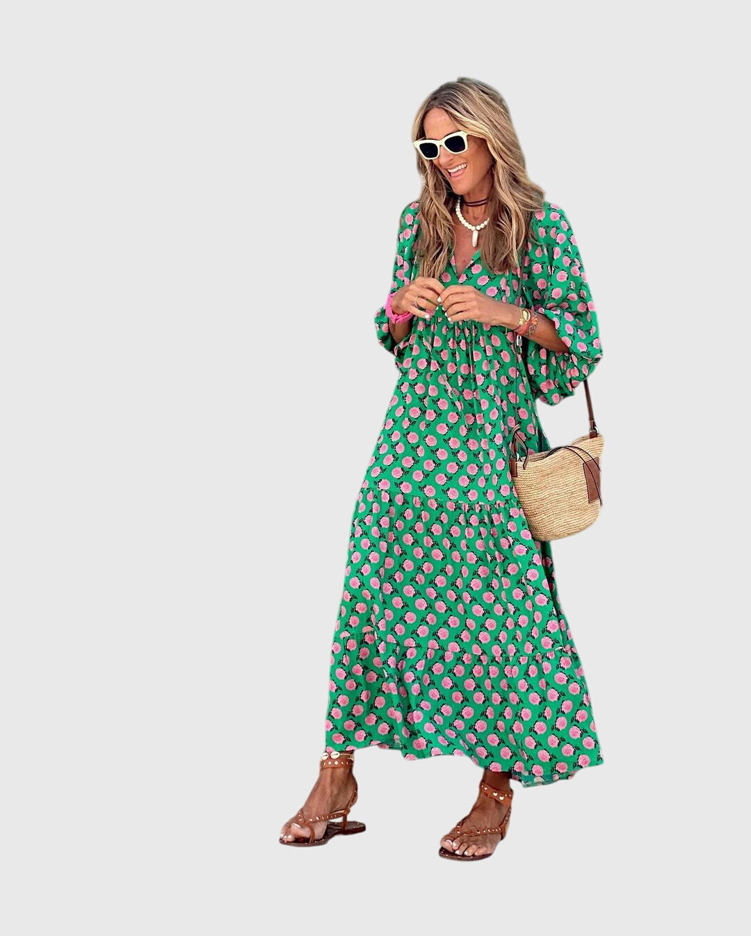 Bohemian maxi gown | printed relaxed fit long dress