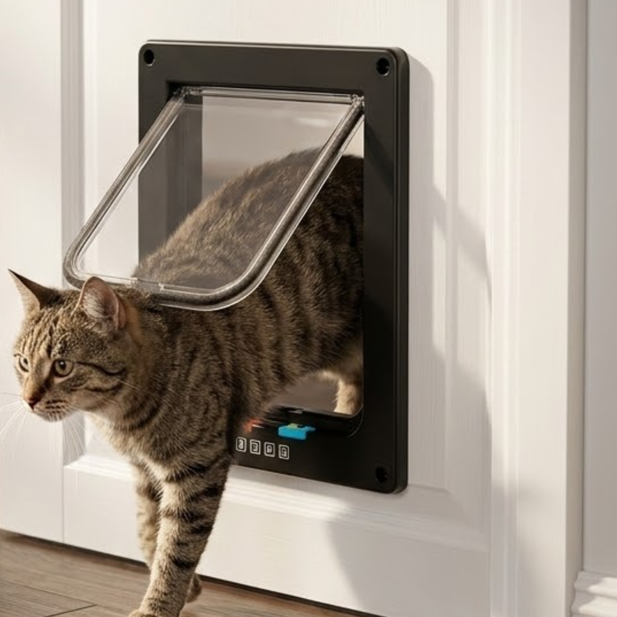 Cat Flap Door ABS Plastic 4 Way Locking Security Pet Gate for Dogs and Kittens