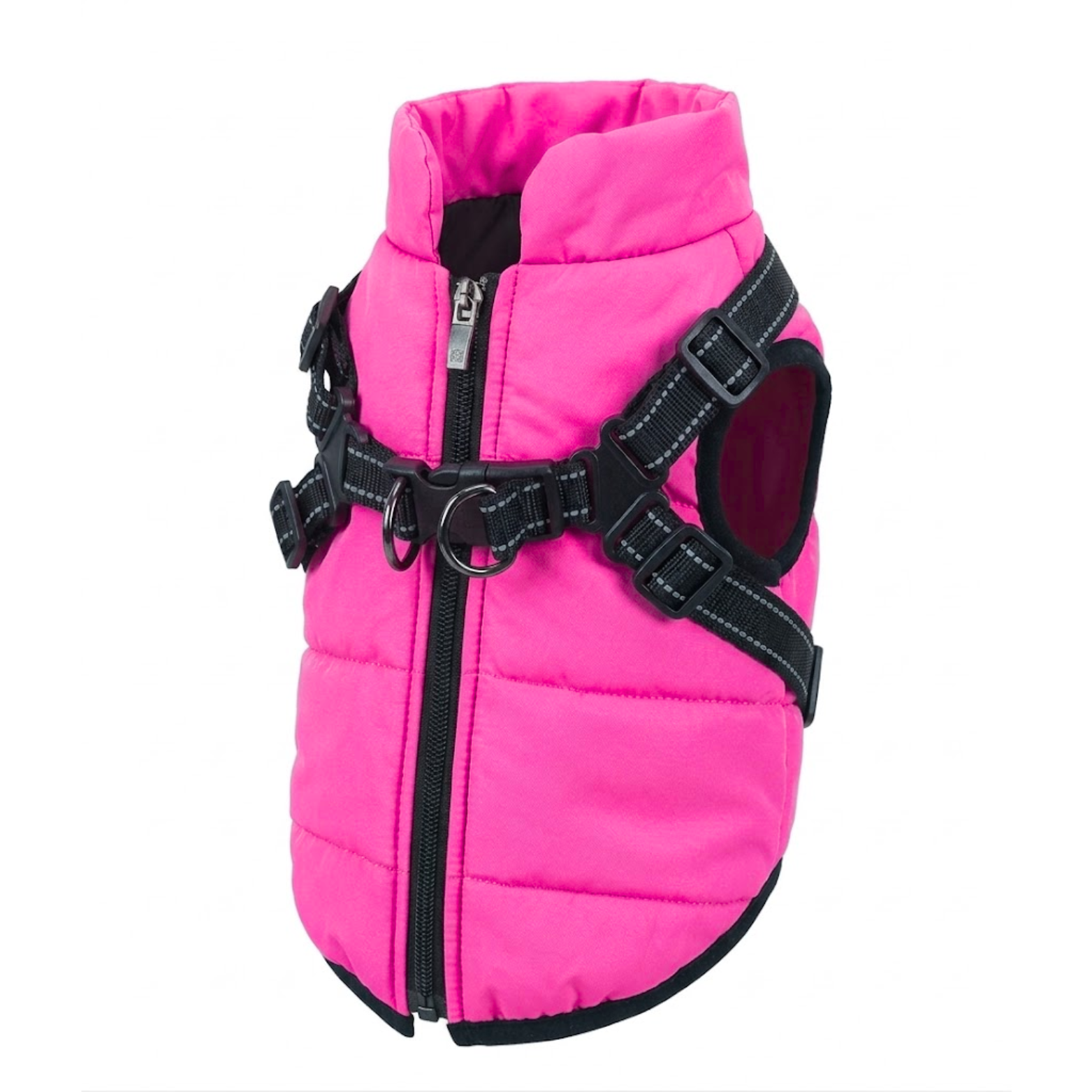 Waterproof Dog Coat with Integrated Harness Reflective Vest Fleece Lined Pet Jacket