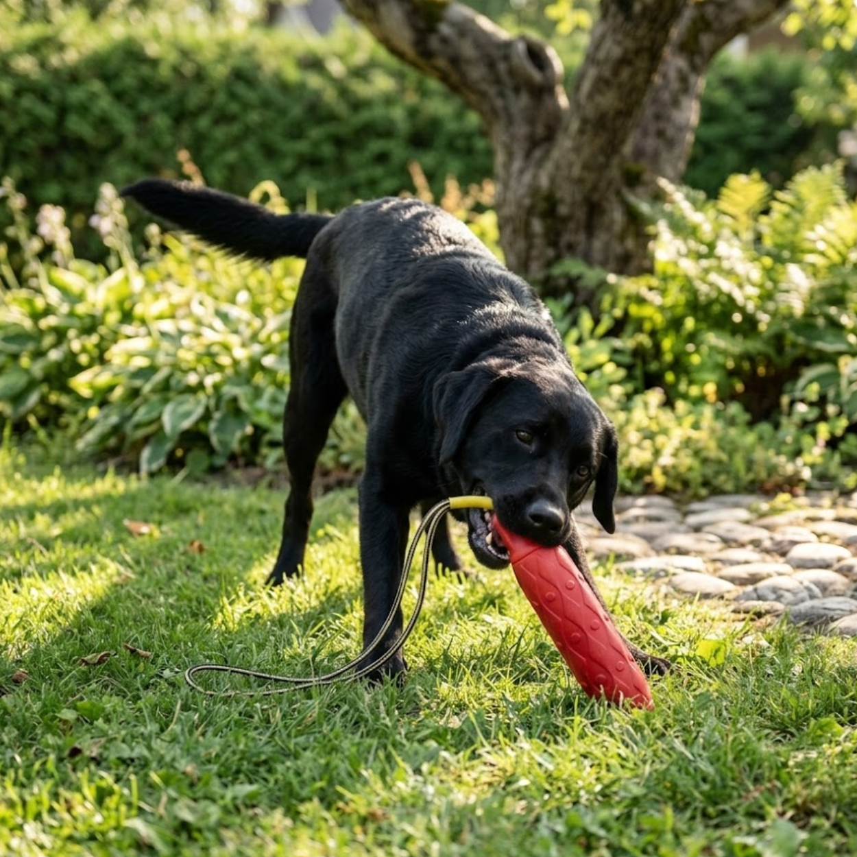 Durable Rubber Dog Chew Toy with Rope for Large Breed Aggressive Chewers Training