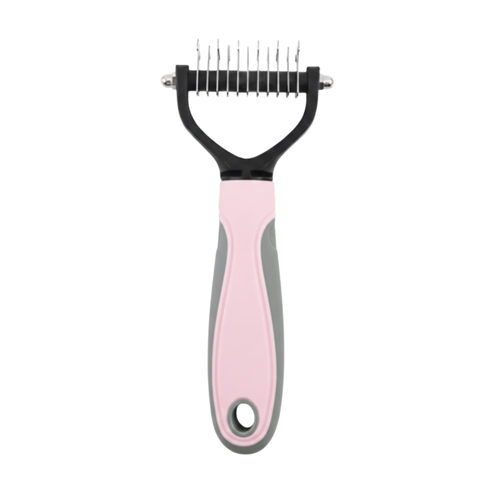 Pet Deshedding Brush Double Sided Stainless Steel Grooming Tool for Cats and Dogs