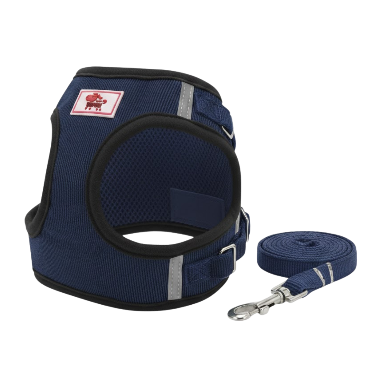 Reflective Breathable Corduroy Dog Harness and Leash Set with Nylon Chest Strap