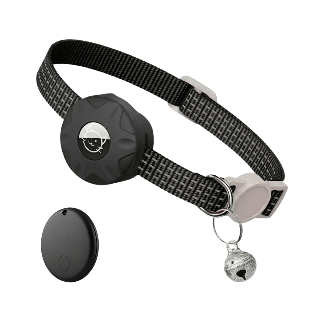 Reflective Cat Collar with Integrated GPS Tracker Holder and Breakaway Safety Buckle