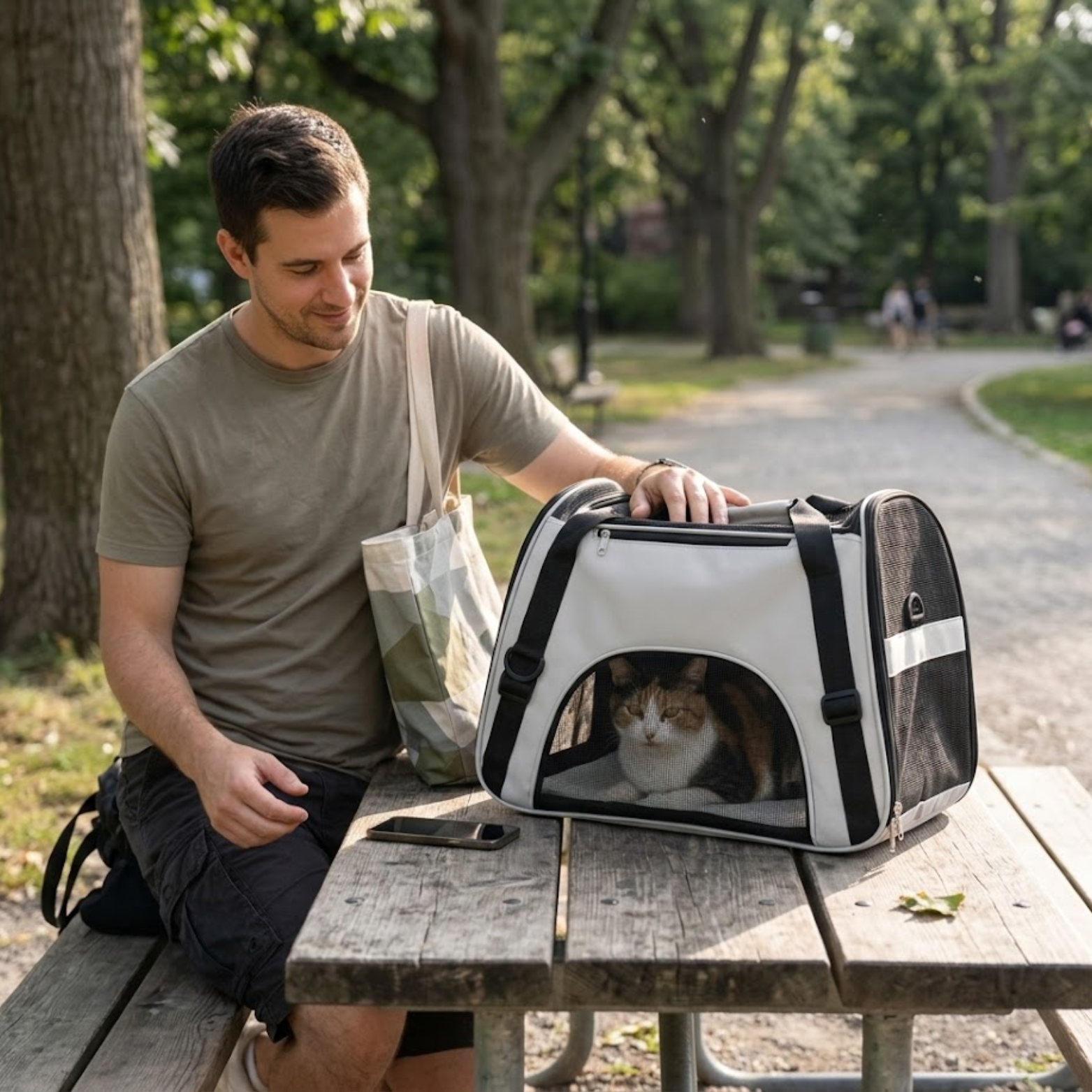 Breathable Mesh Pet Carrier Bag for Cats and Small Dogs with Shoulder Strap