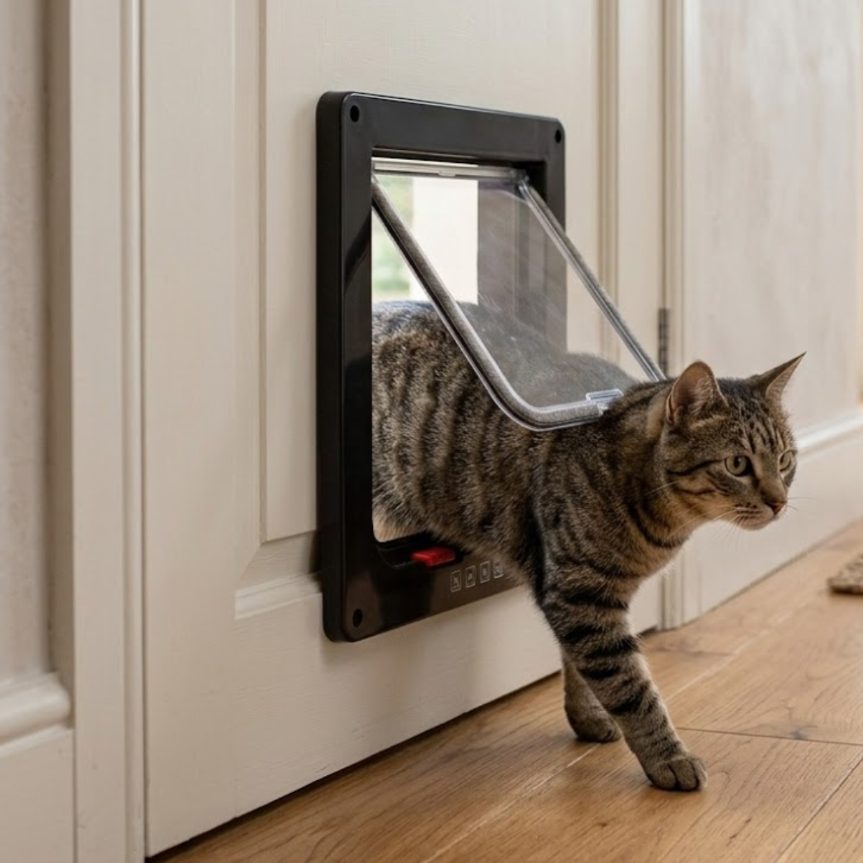 Cat Flap Door ABS Plastic 4 Way Locking Security Pet Gate for Dogs and Kittens