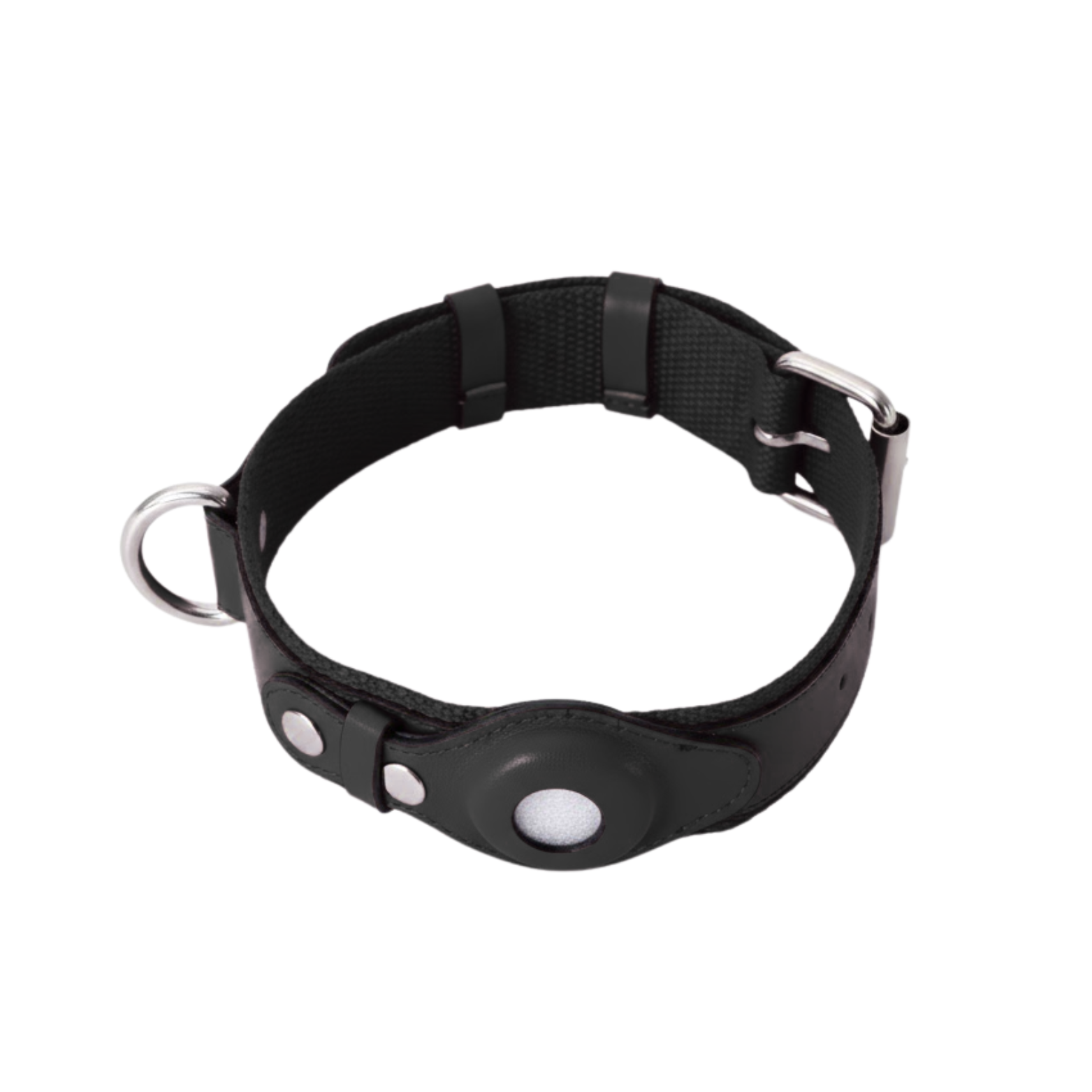 Leather Dog Collar for Airtag Integrated Tracker Holder Pet Supplies with Buckle
