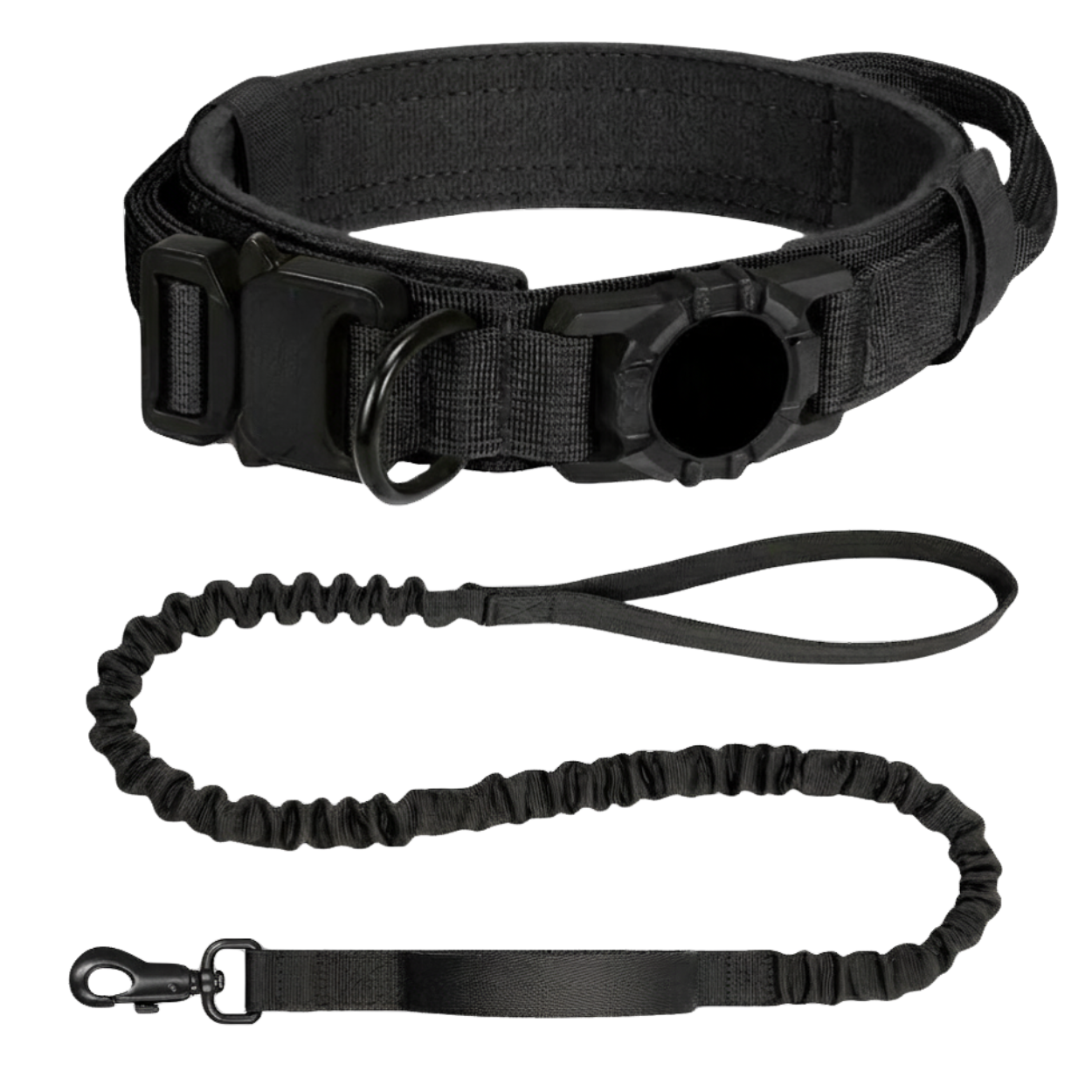 Tactical Nylon Dog Collar with Integrated AirTag Holder and Metal Buckle