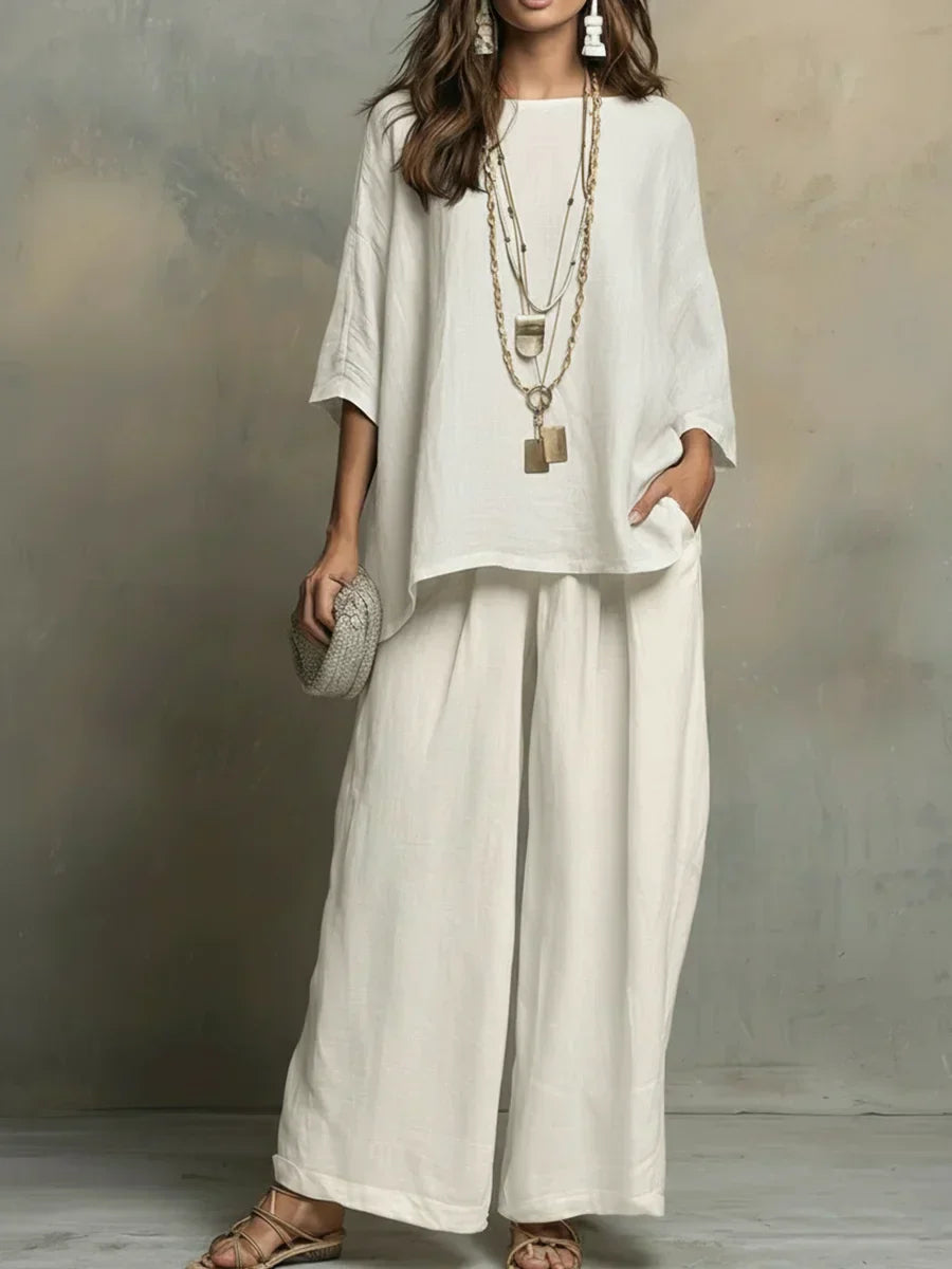 Women's Linen Shirt and Pants Set