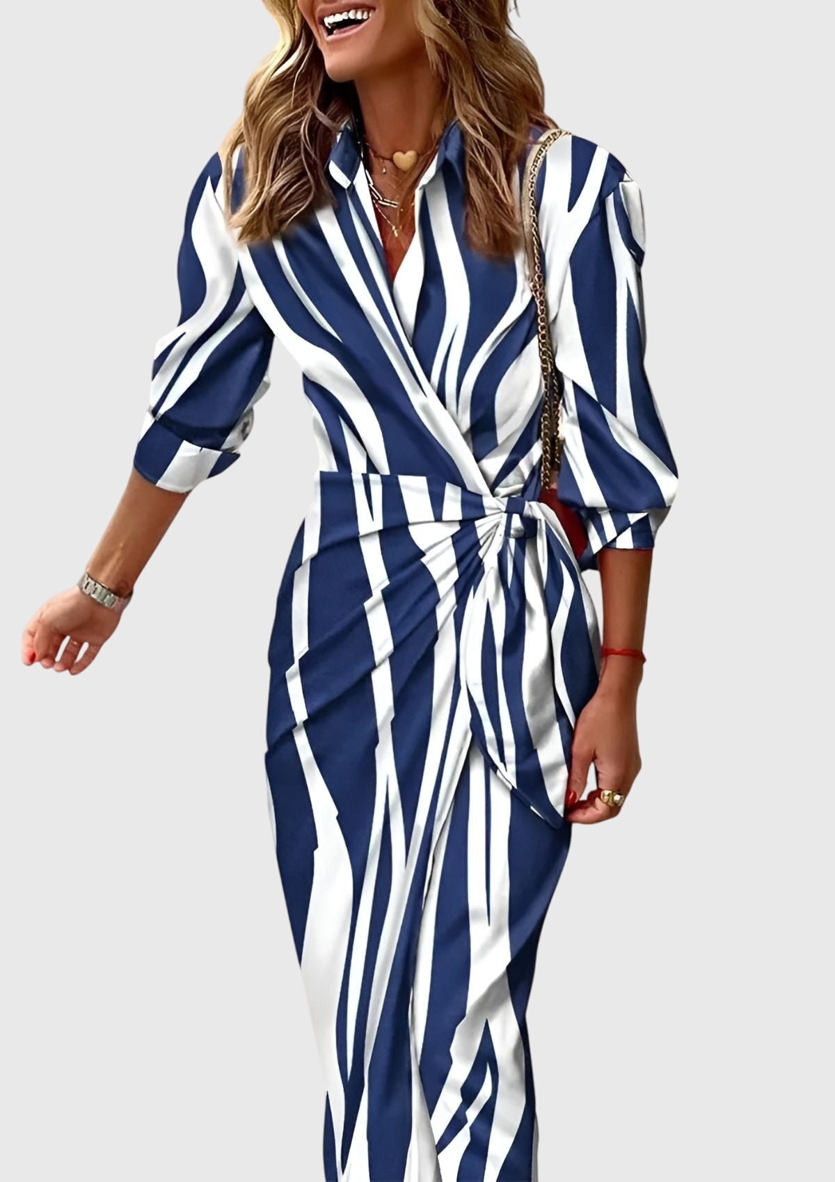 Midi wrap dress | printed collar dress for daily wear