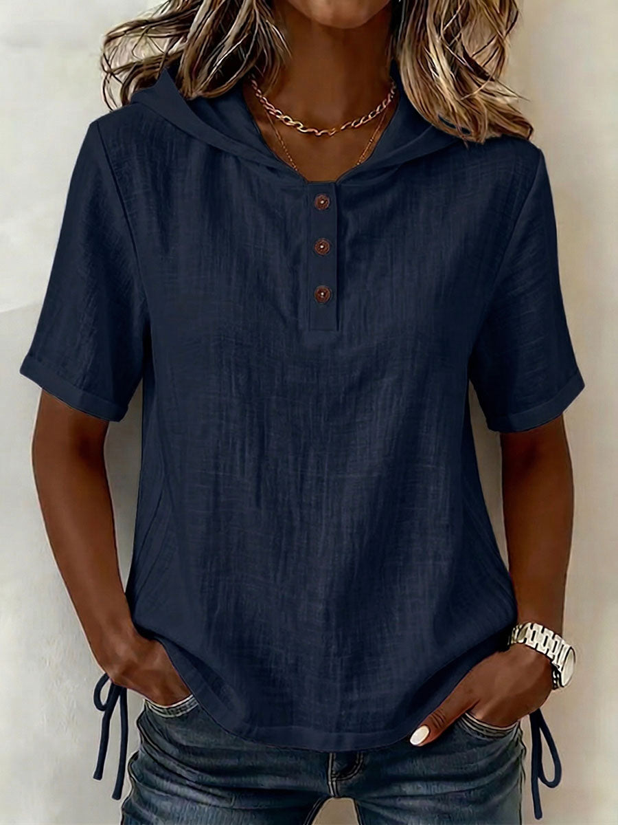 Hooded Linen Shirt For Women