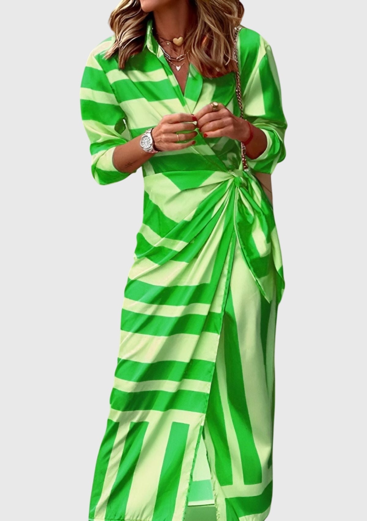 Midi wrap dress | printed collar dress for daily wear