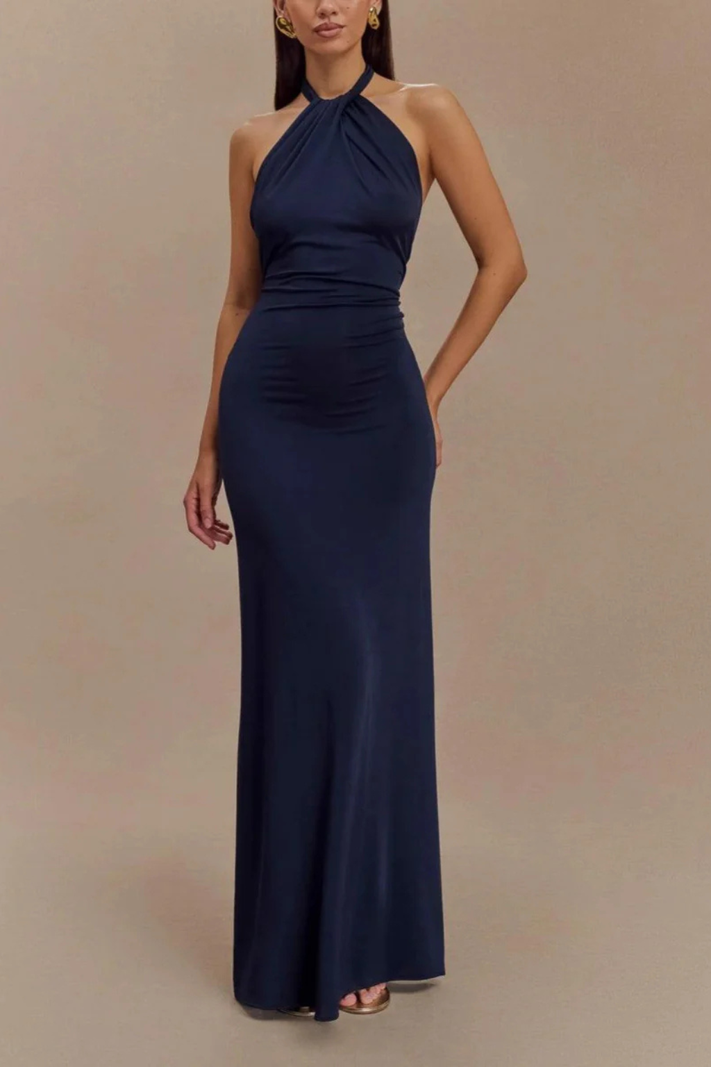 Off Shoulder Maxi Dress Bell Sleeve Lace Cuff Smocked Waist Evening Occasion Dress