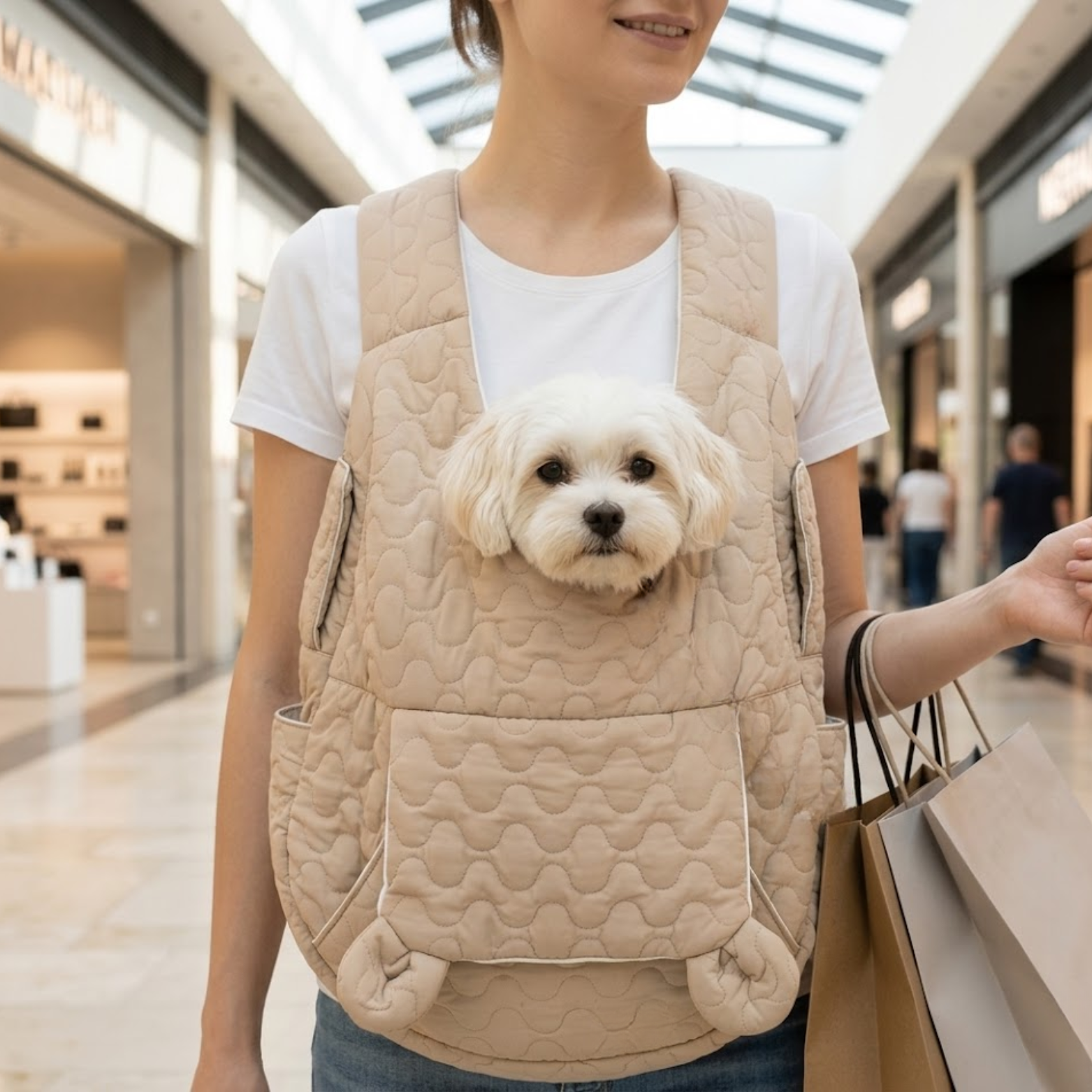 Pet Carrier Bag Waterproof Cotton Chest Pack for Small Dogs and Cats with Straps