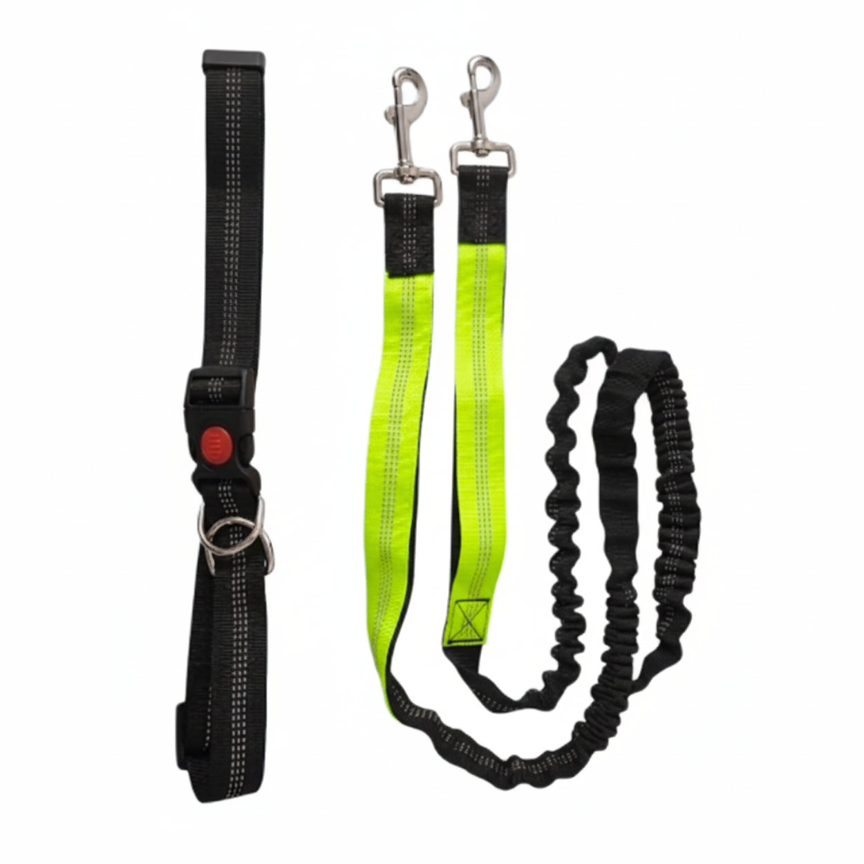 Hands Free Dog Leash Adjustable Waist Belt Reflective Bungee Leash Polyester Blend