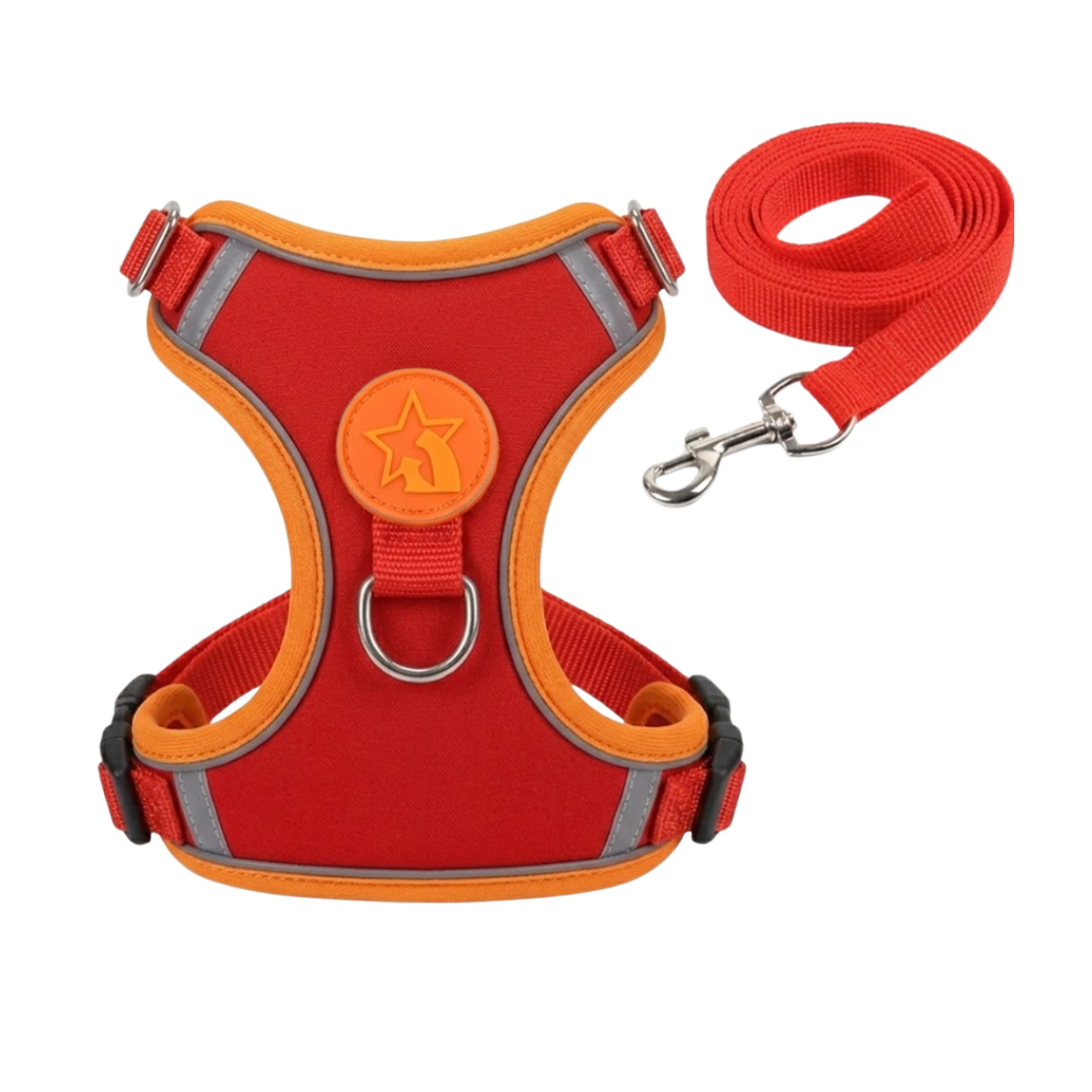 Reflective Nylon Dog Harness and Leash Set with Breathable Soft Mesh Lining