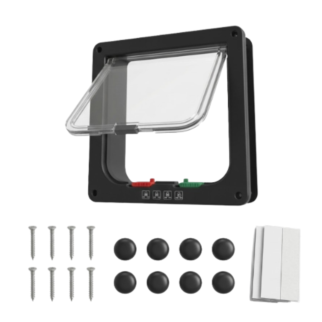Cat Flap Door ABS Plastic 4 Way Locking Security Pet Gate for Dogs and Kittens