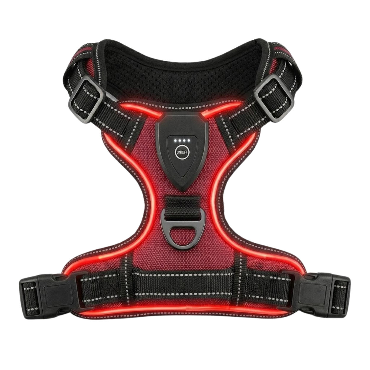 LED Luminous Dog Harness USB Rechargeable No Pull Reflective Nylon Pet Vest Harness