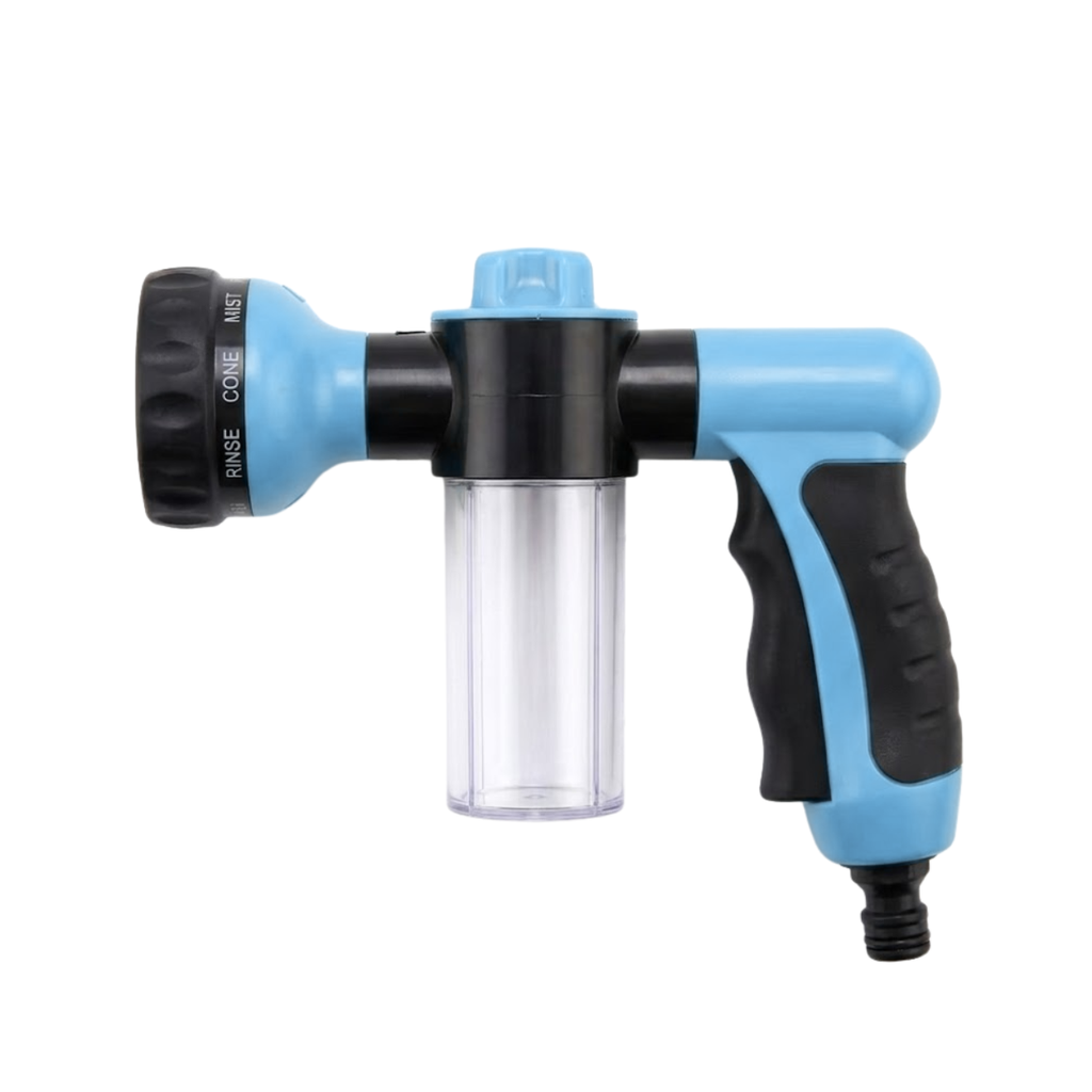 Pet Shower Sprayer Nozzle with Foam Soap Dispenser for Adjustable Dog Bath Cleaning