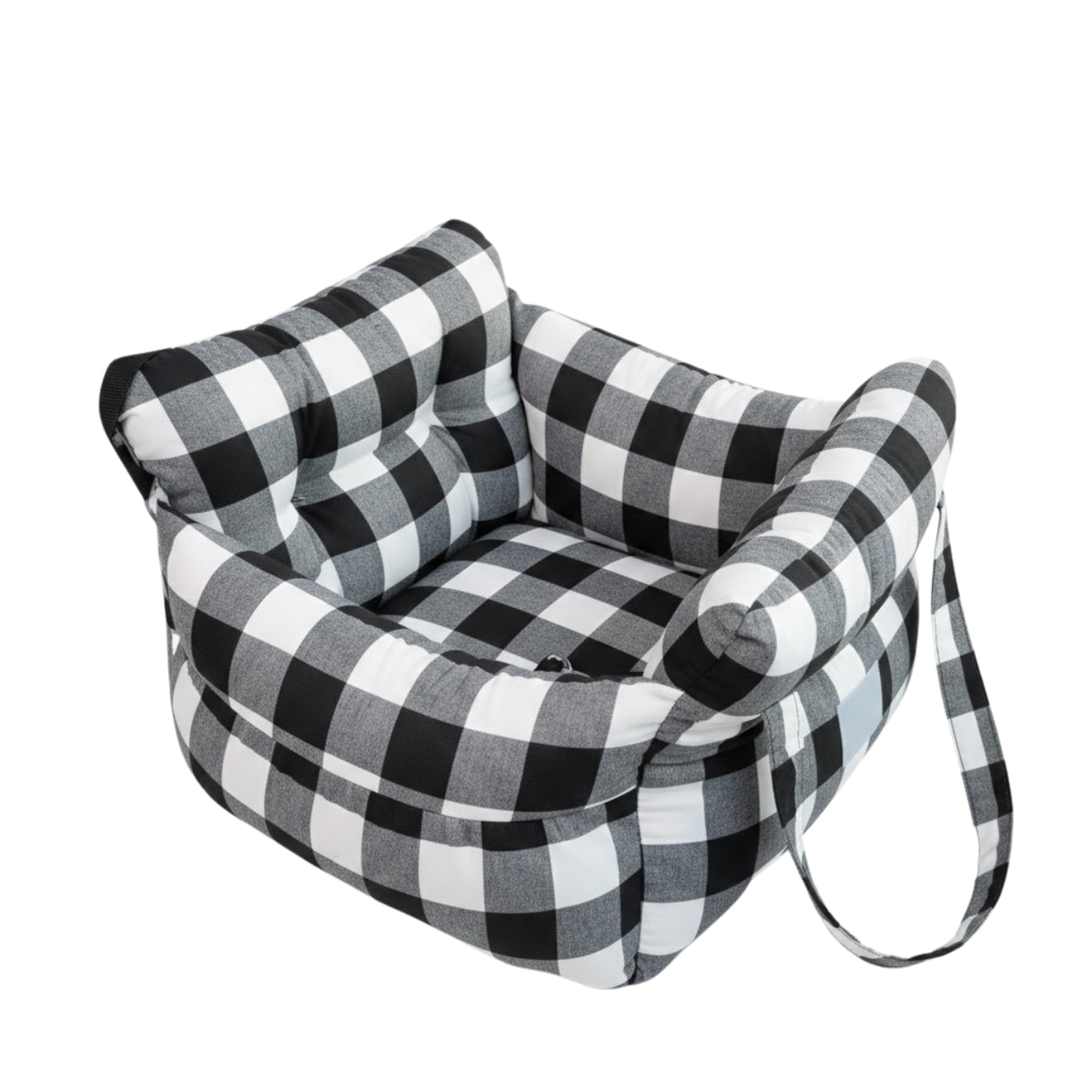 Dog Car Seat Bed with Safety Belt and Secure Straps for Travel