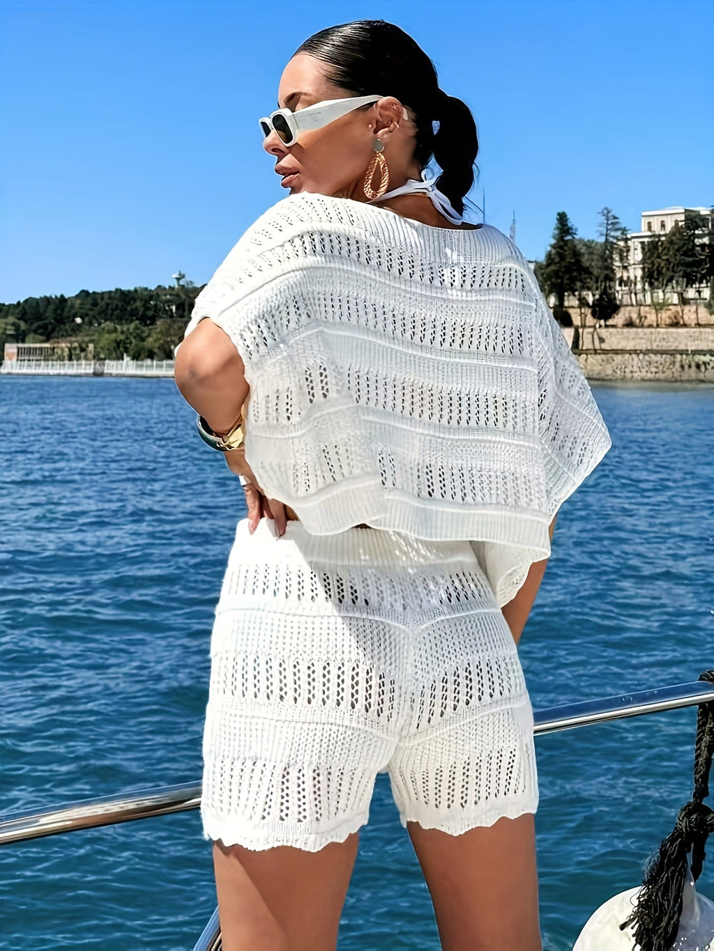 Women's Crochet Knit Two-Piece Set