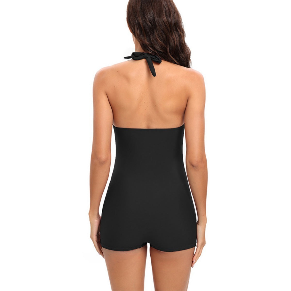 Women's athletic swimwear - flat angle one-piece sports suit - outdoor pool