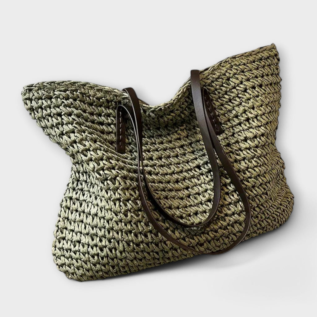 Woven Straw Tote Handbag