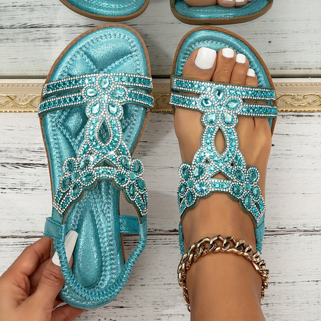 Women's bohemian footwear - embellished straps beach holiday