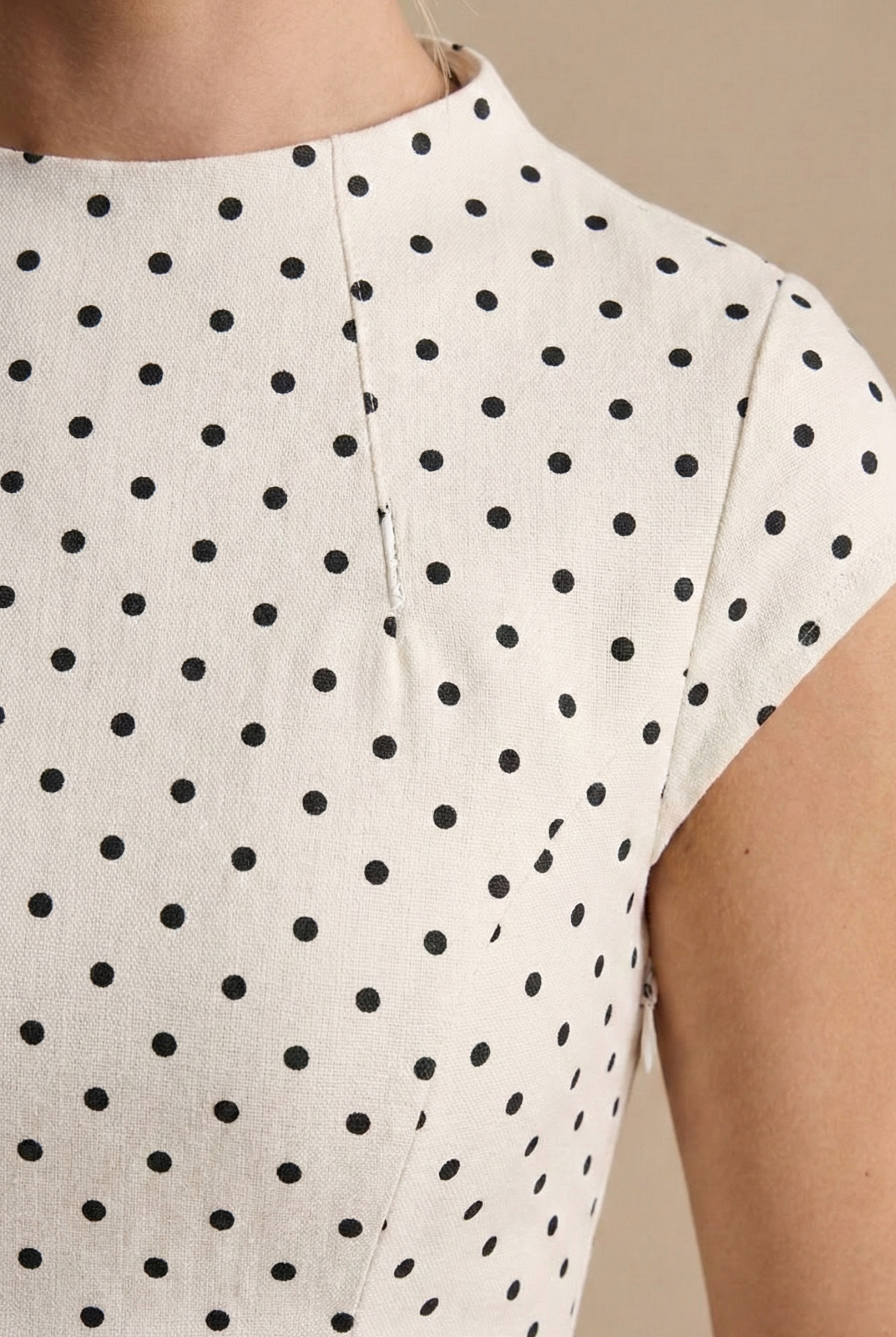 Polka Dot Maxi Dress High Neck Cap Sleeve Full A-Line Skirt Formal Event Gown