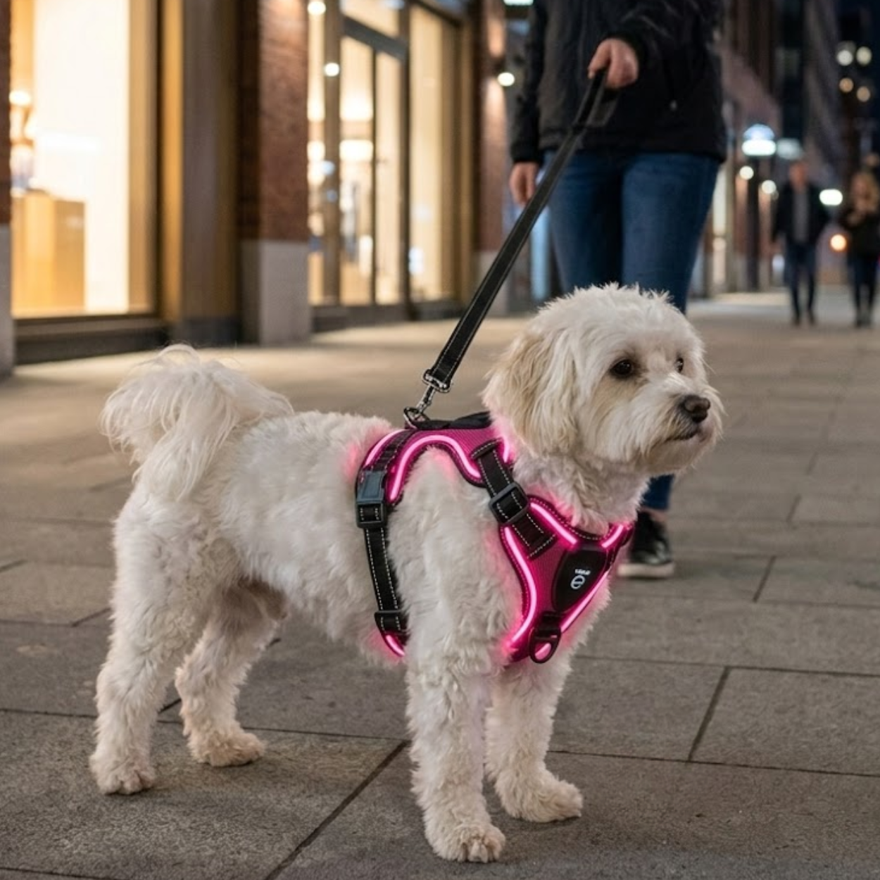 LED Luminous Dog Harness USB Rechargeable No Pull Reflective Nylon Pet Vest Harness