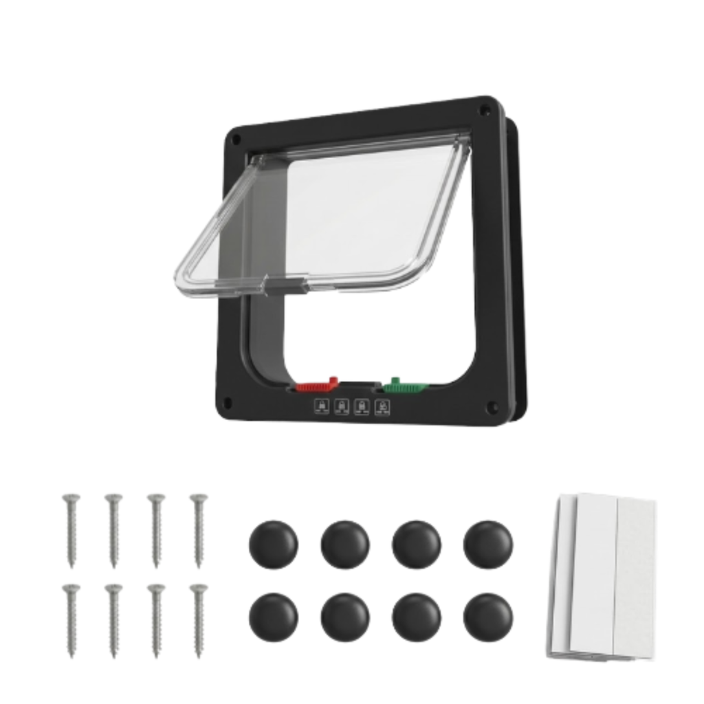Cat Flap Door ABS Plastic 4 Way Locking Security Pet Gate for Dogs and Kittens