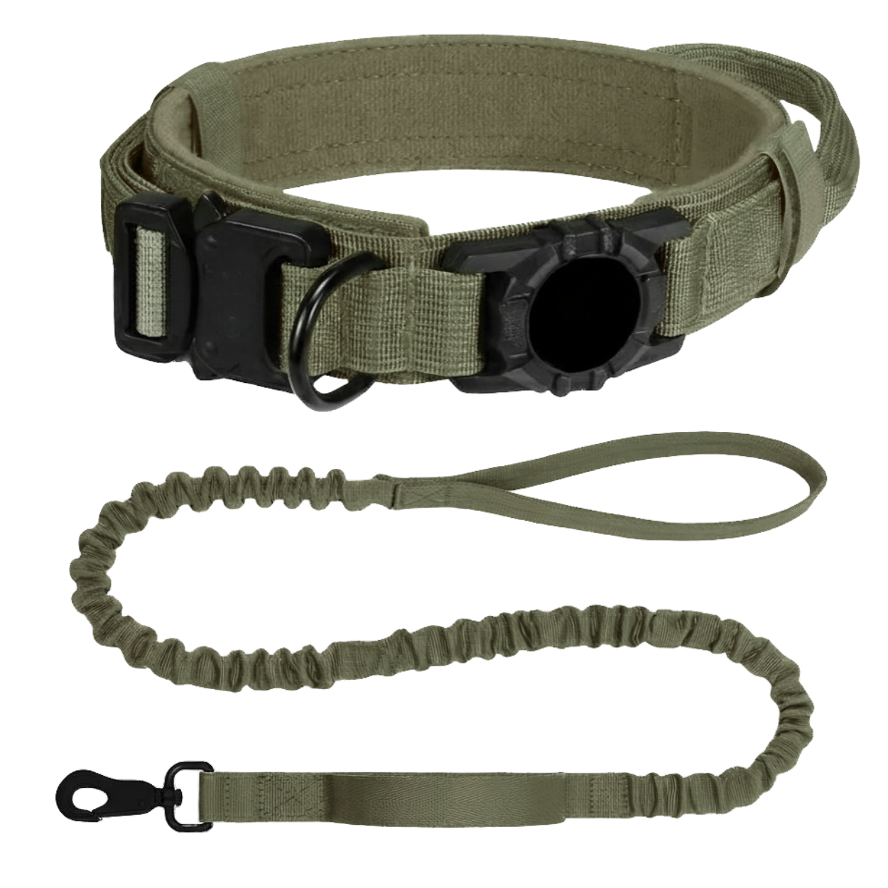 Tactical Nylon Dog Collar with Integrated AirTag Holder and Metal Buckle