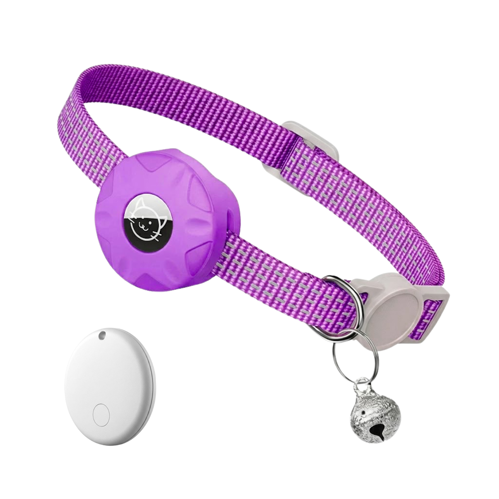 Reflective Cat Collar with Integrated GPS Tracker Holder and Breakaway Safety Buckle