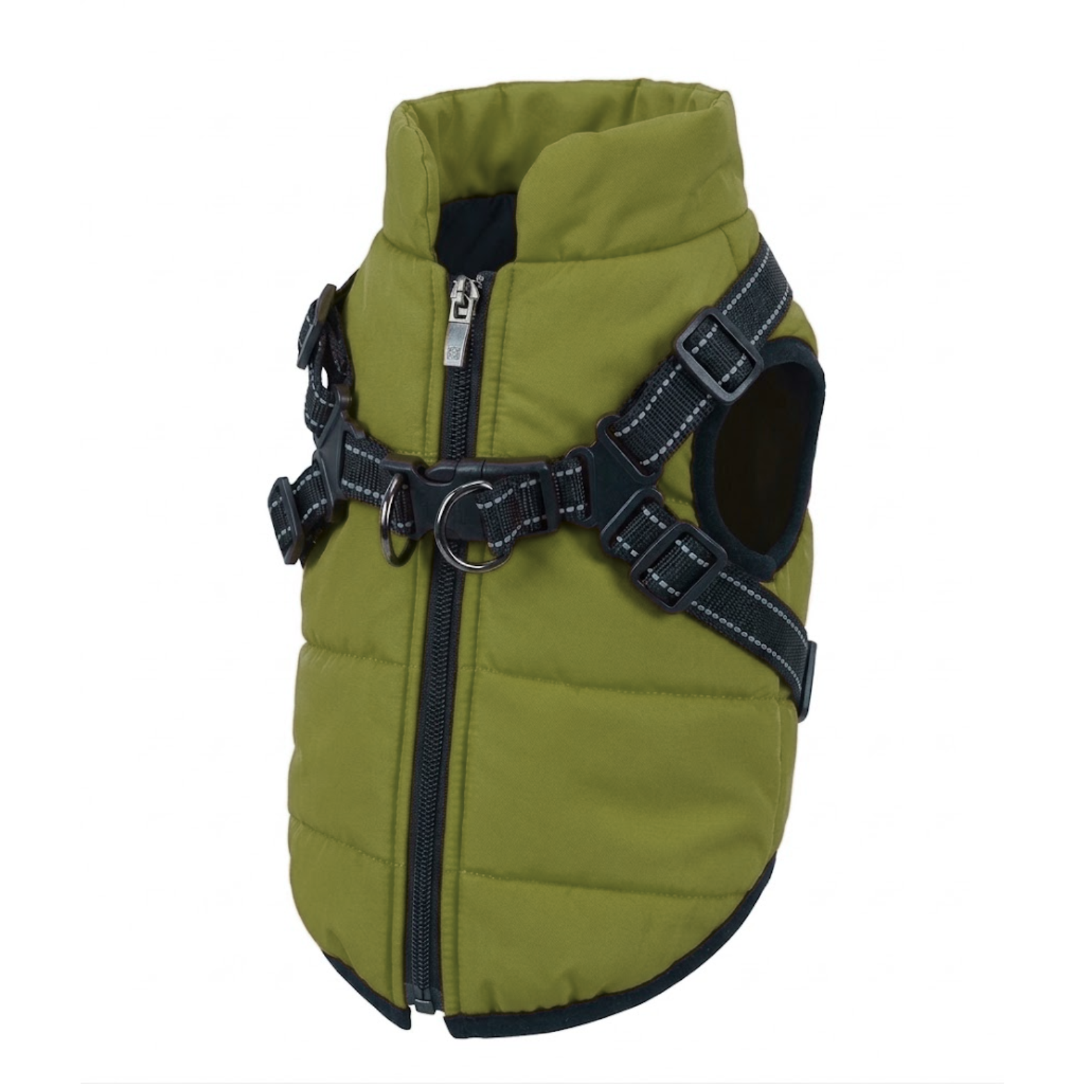 Waterproof Dog Coat with Integrated Harness Reflective Vest Fleece Lined Pet Jacket