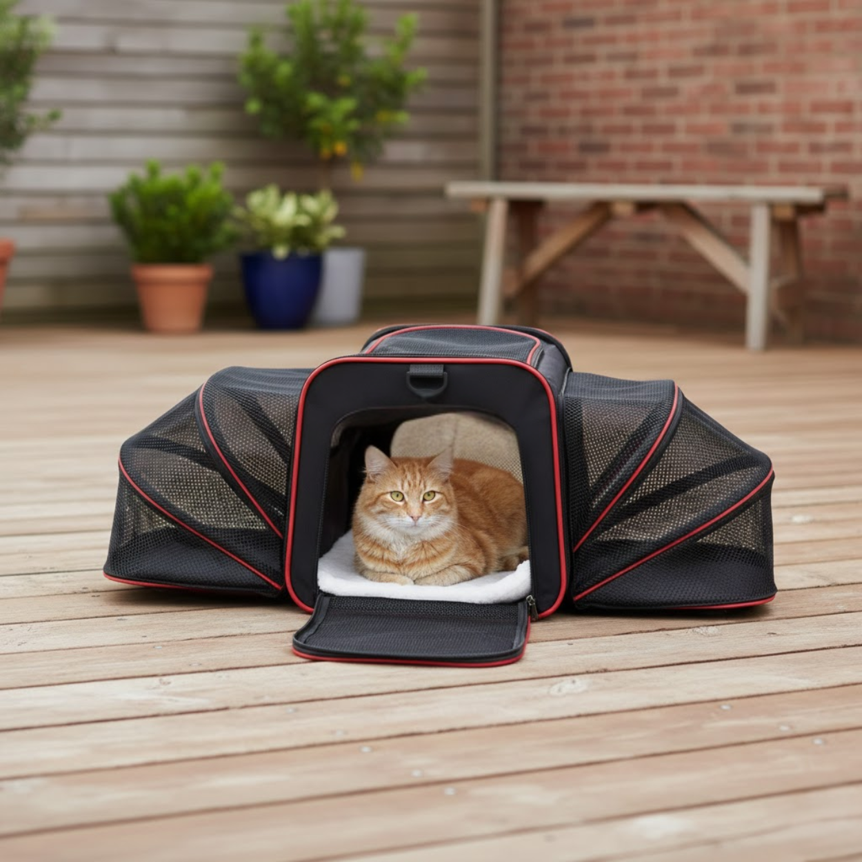 Expandable Soft-Sided Pet Carrier with Breathable Mesh for Small Dogs and Cats