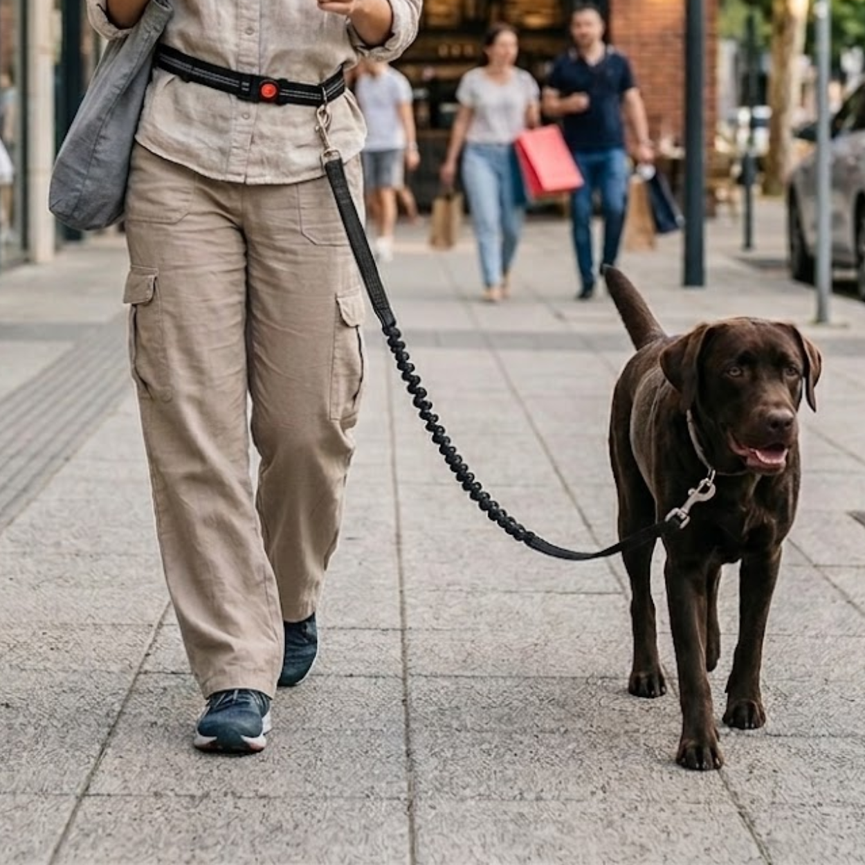 Hands Free Dog Leash Adjustable Waist Belt Reflective Bungee Leash Polyester Blend