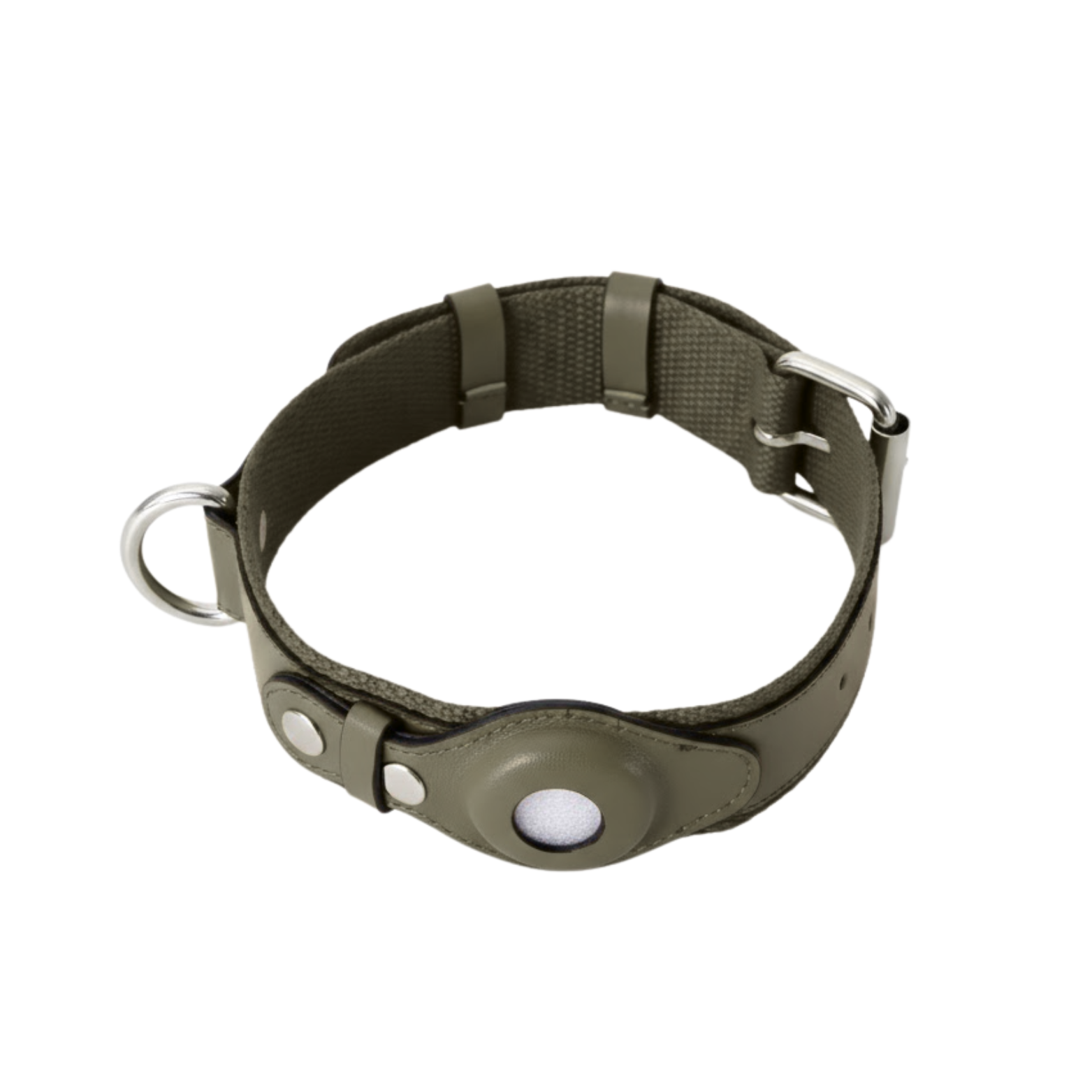Leather Dog Collar for Airtag Integrated Tracker Holder Pet Supplies with Buckle