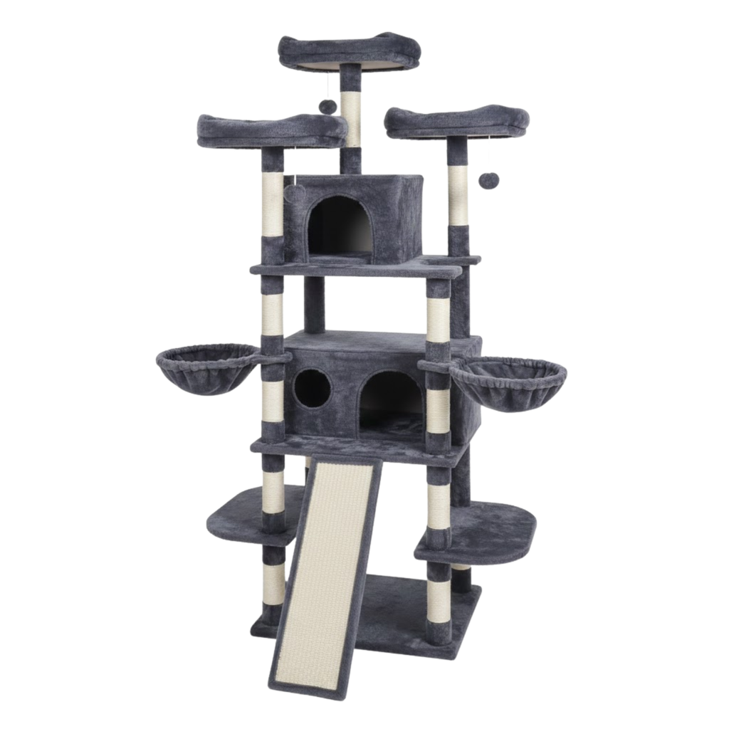Cat Tree Tower for Indoor Cats with Sisal Scratching Post Condo Hammock and Perch