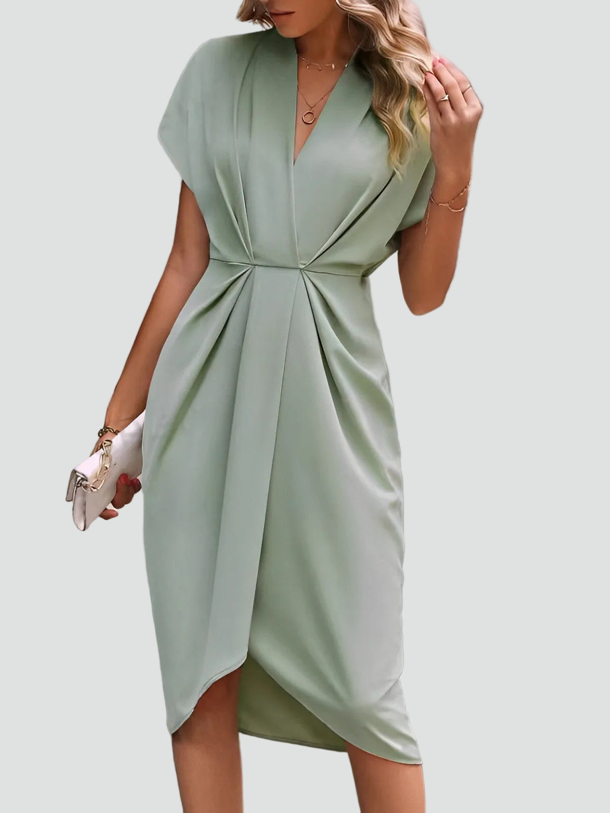 V-Neck Tailored Wrap Dress