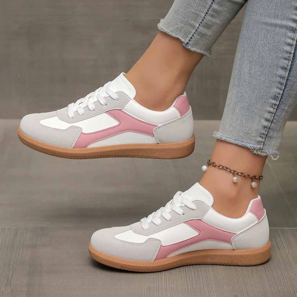 Women's Sneakers Leather Low Profile Gum Sole Cushioned Retro Casual