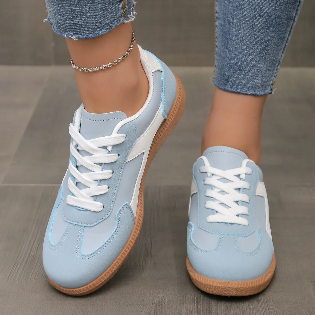 Women's Sneakers Leather Low Profile Gum Sole Cushioned Retro Casual