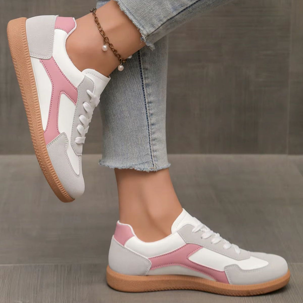 Women's Sneakers Leather Low Profile Gum Sole Cushioned Retro Casual