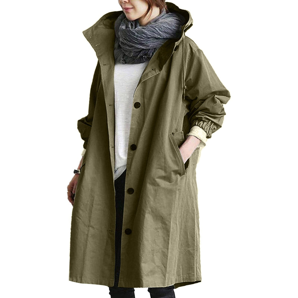 Women's Trenchcoat for Women Hooded Waterproof Outerwear Rainy