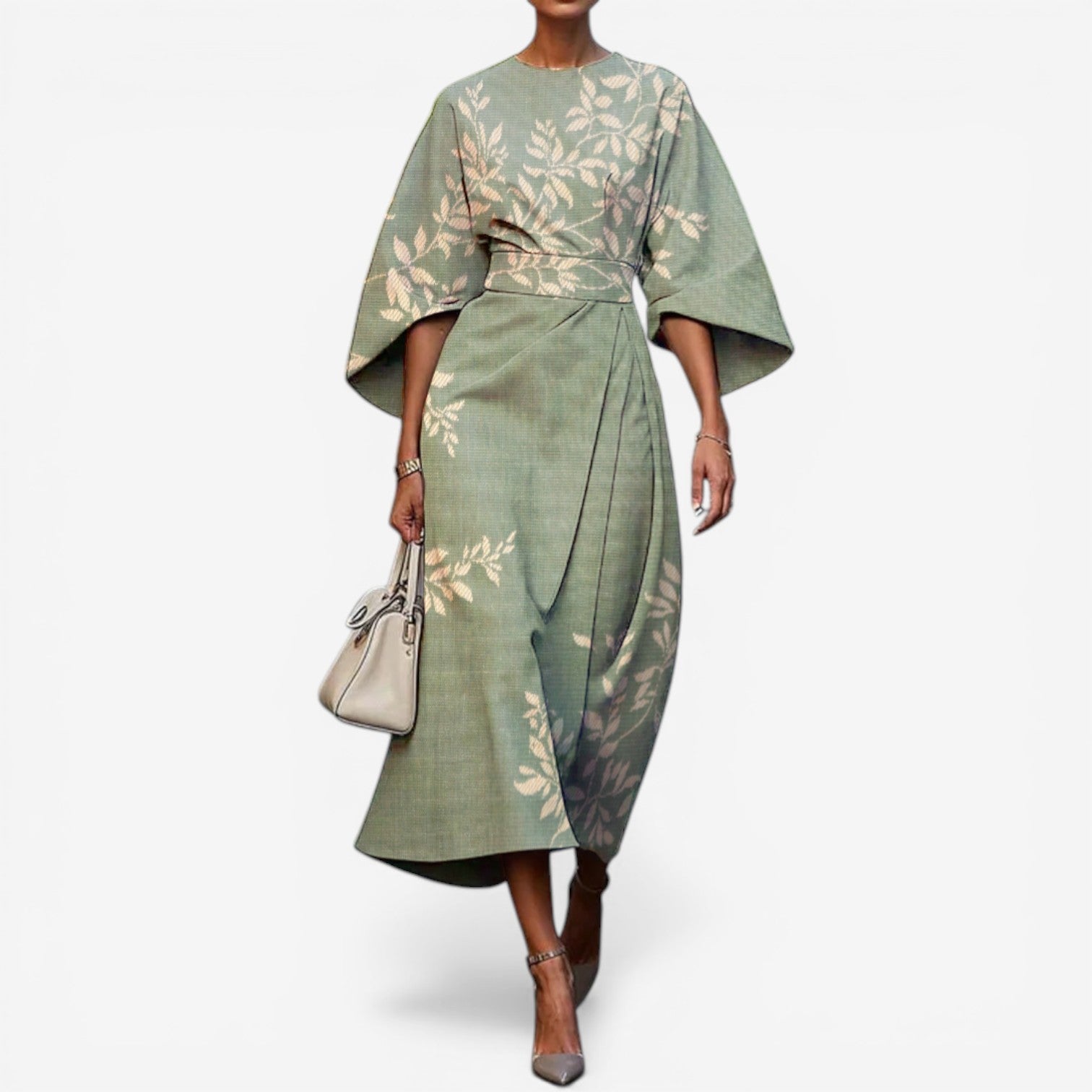 Women's patchwork midi dress — kimono sleeves — artistic event