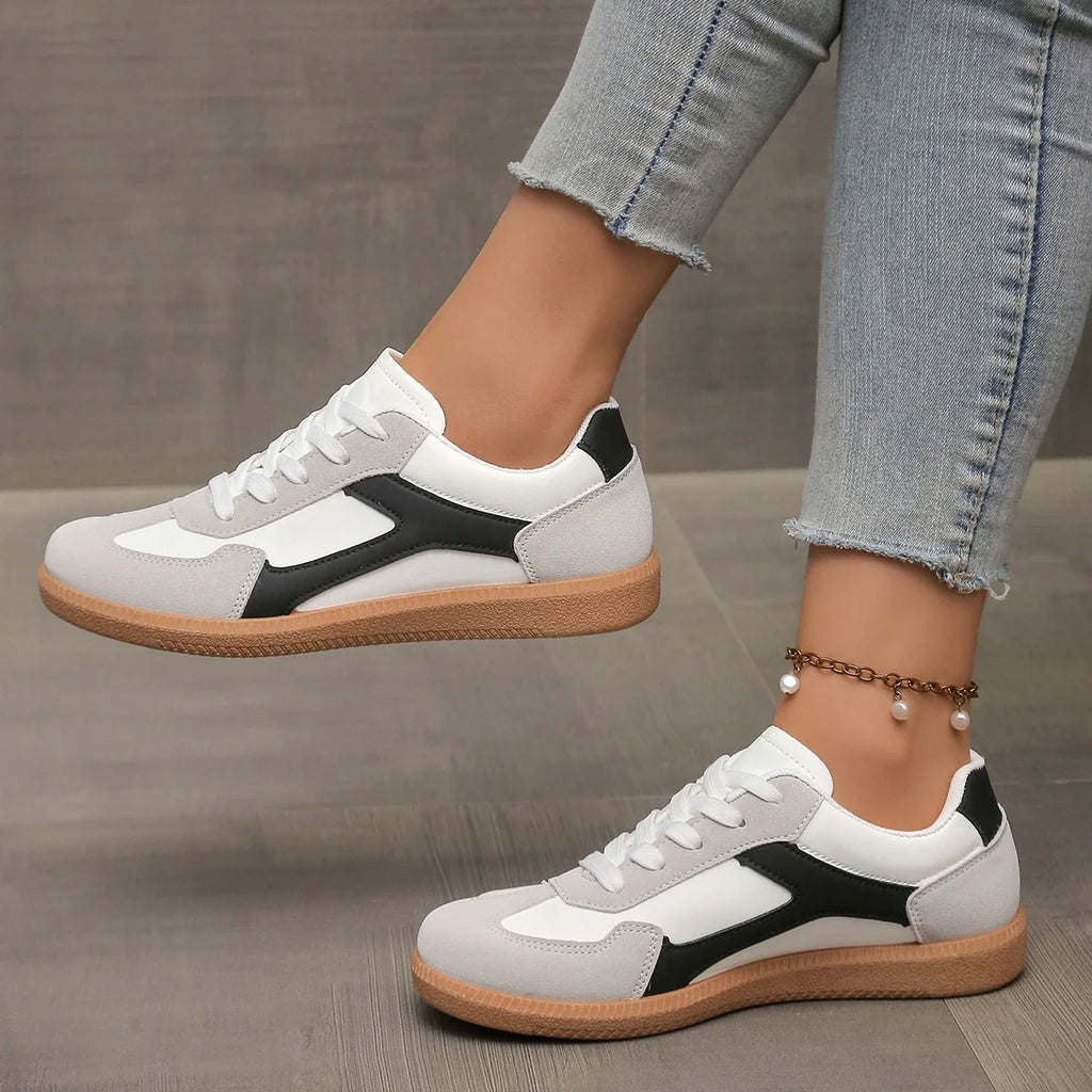 Women's Sneakers Leather Low Profile Gum Sole Cushioned Retro Casual