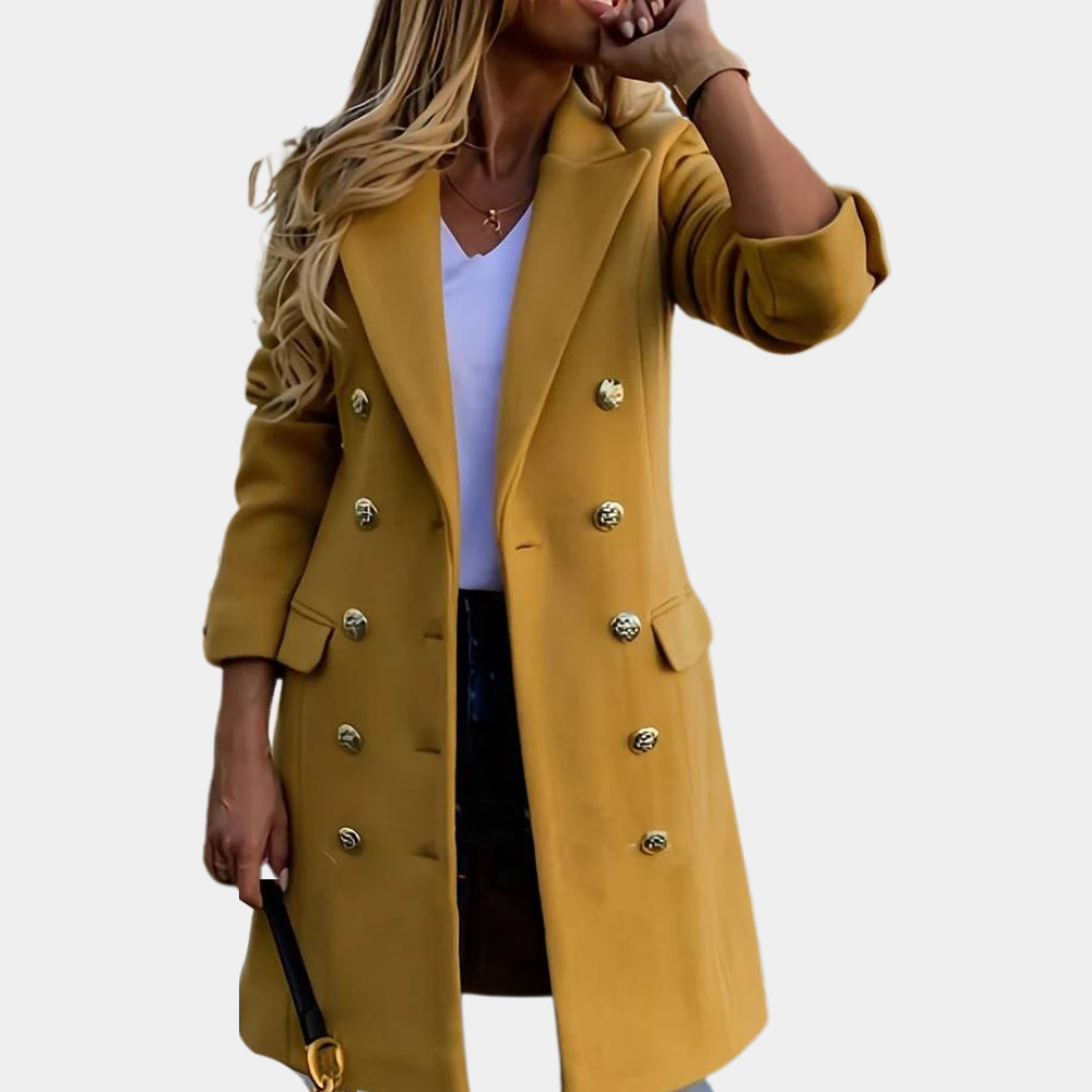 Women's Trenchcoat Wool Blend Double Breasted Cinched Fit Workwear