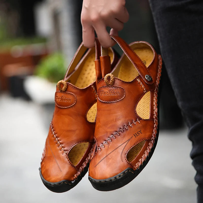 Men's slip-on sandals — breathable closed-toe design — daily wear